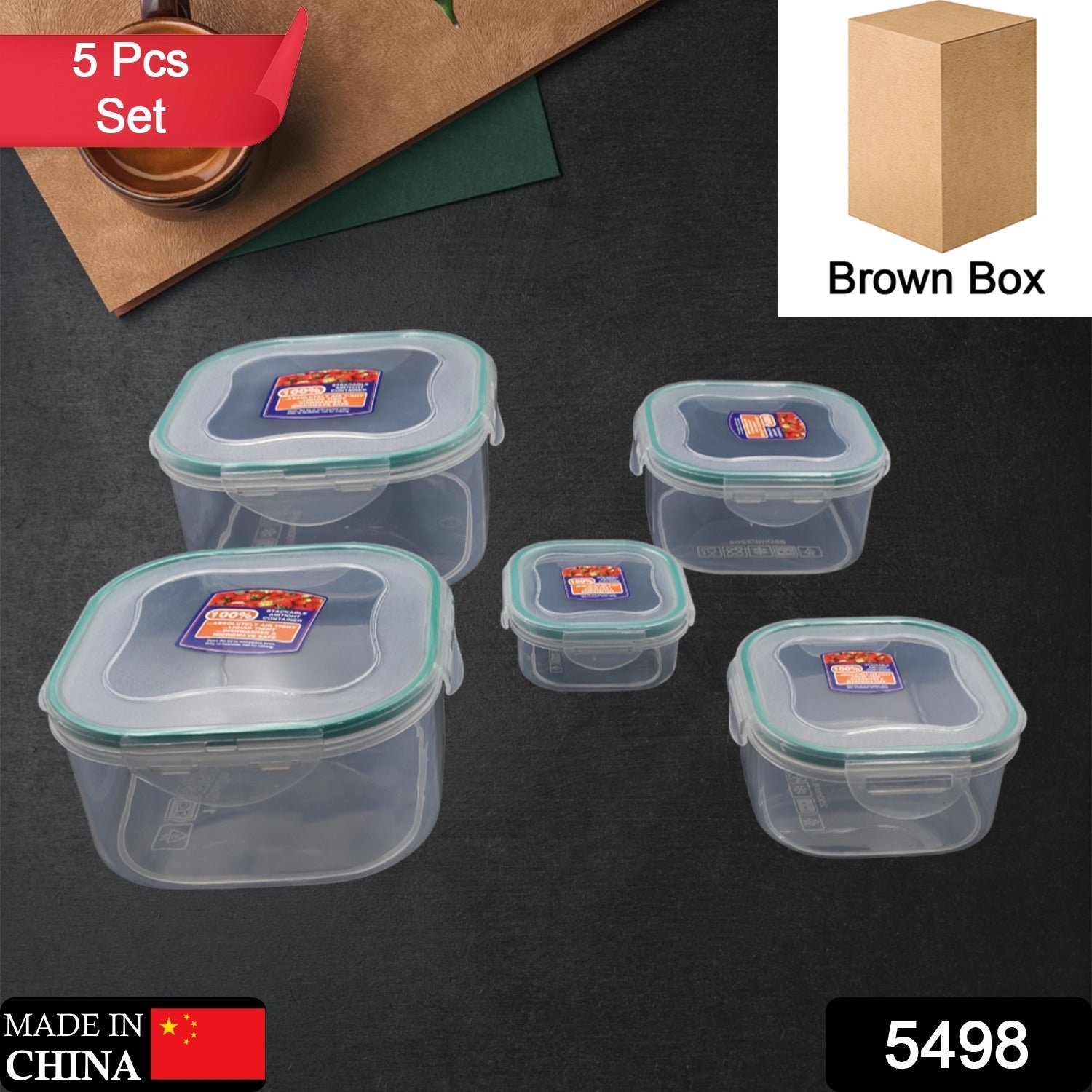 Kitchen Storage Containers Set – Fridge Organizer Lunch Boxes (5 Pcs)