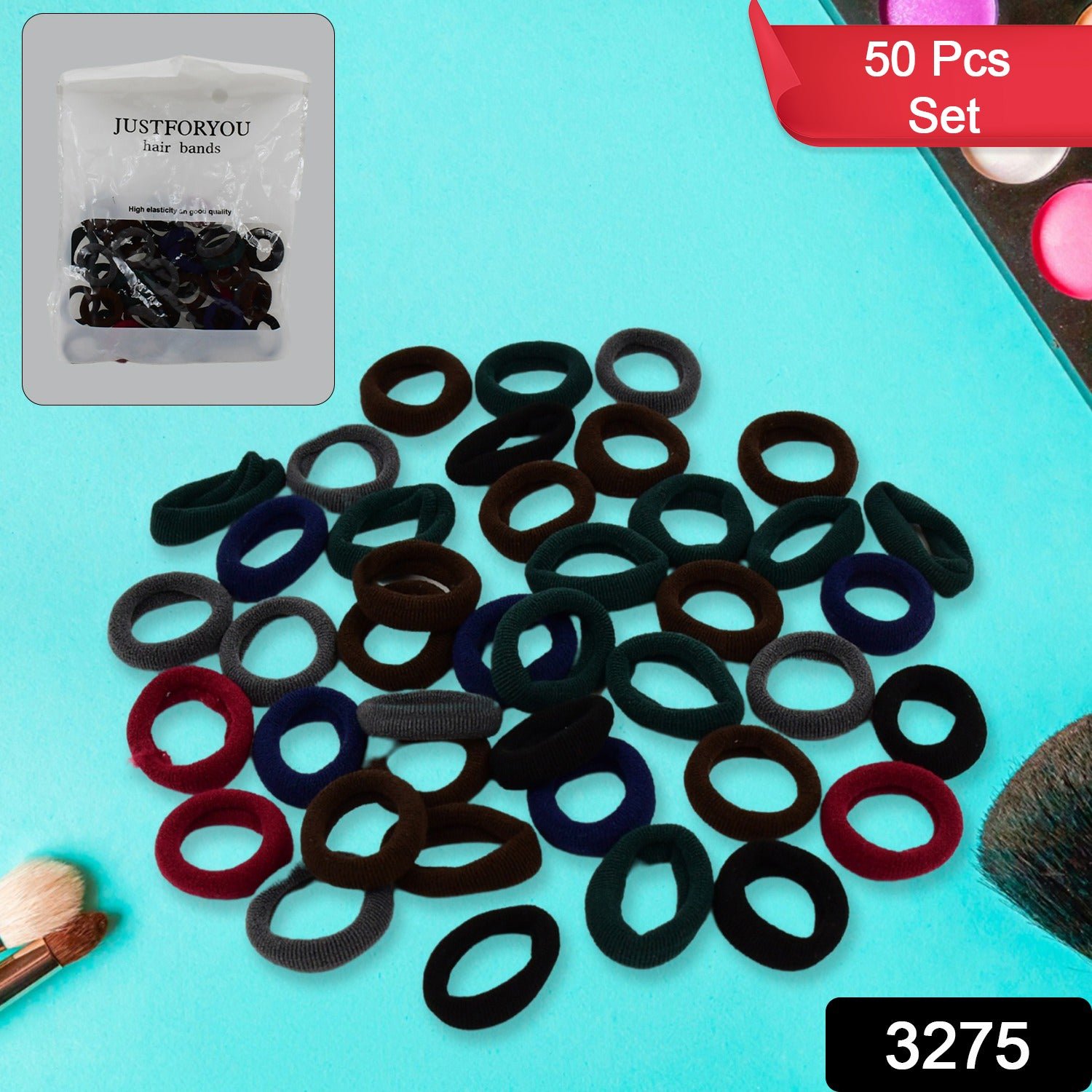 Small Ponytail Rubber Bands for Hair (Pack of 50 / Multicolour)
