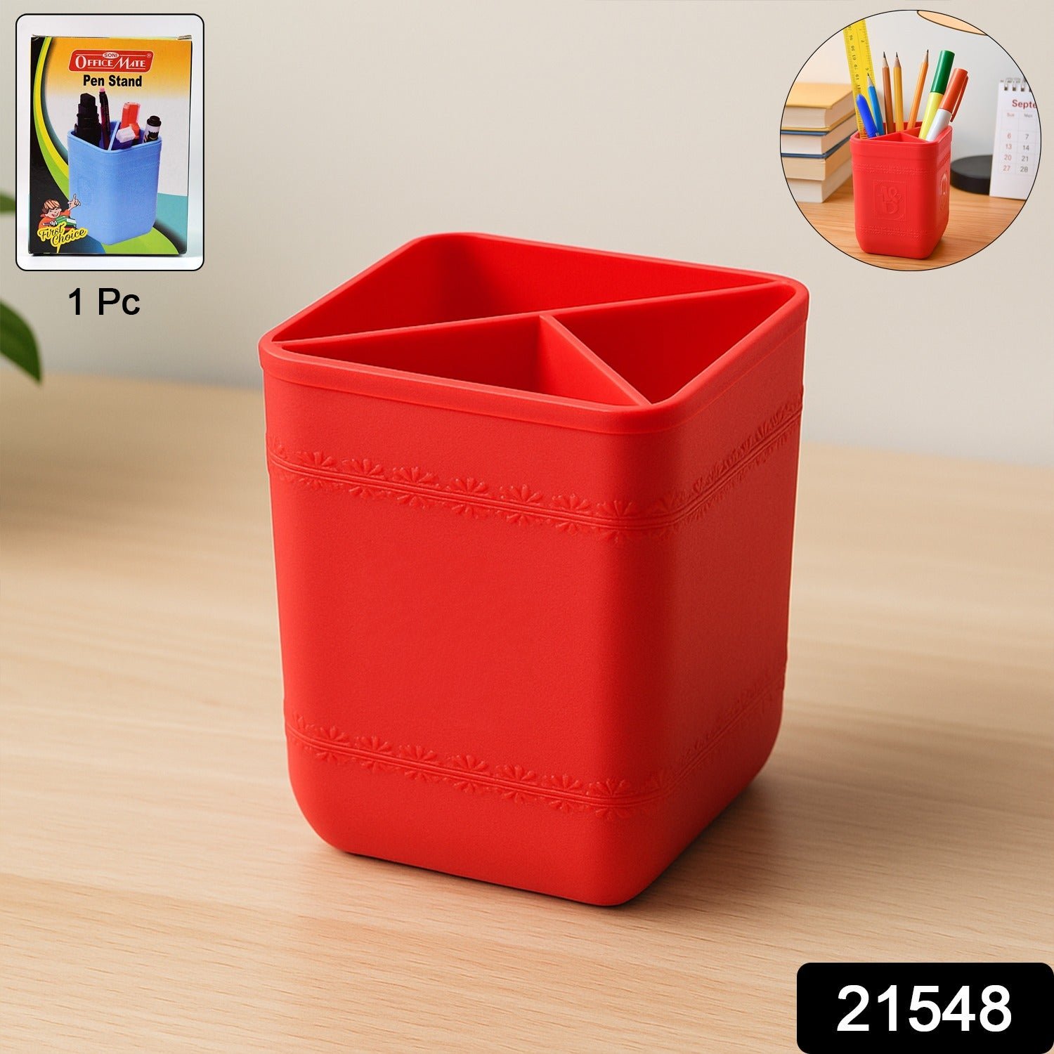 Officemate Pen Stand – Tri-Section Desk Organizer Stationery, Pens, Office Supplies