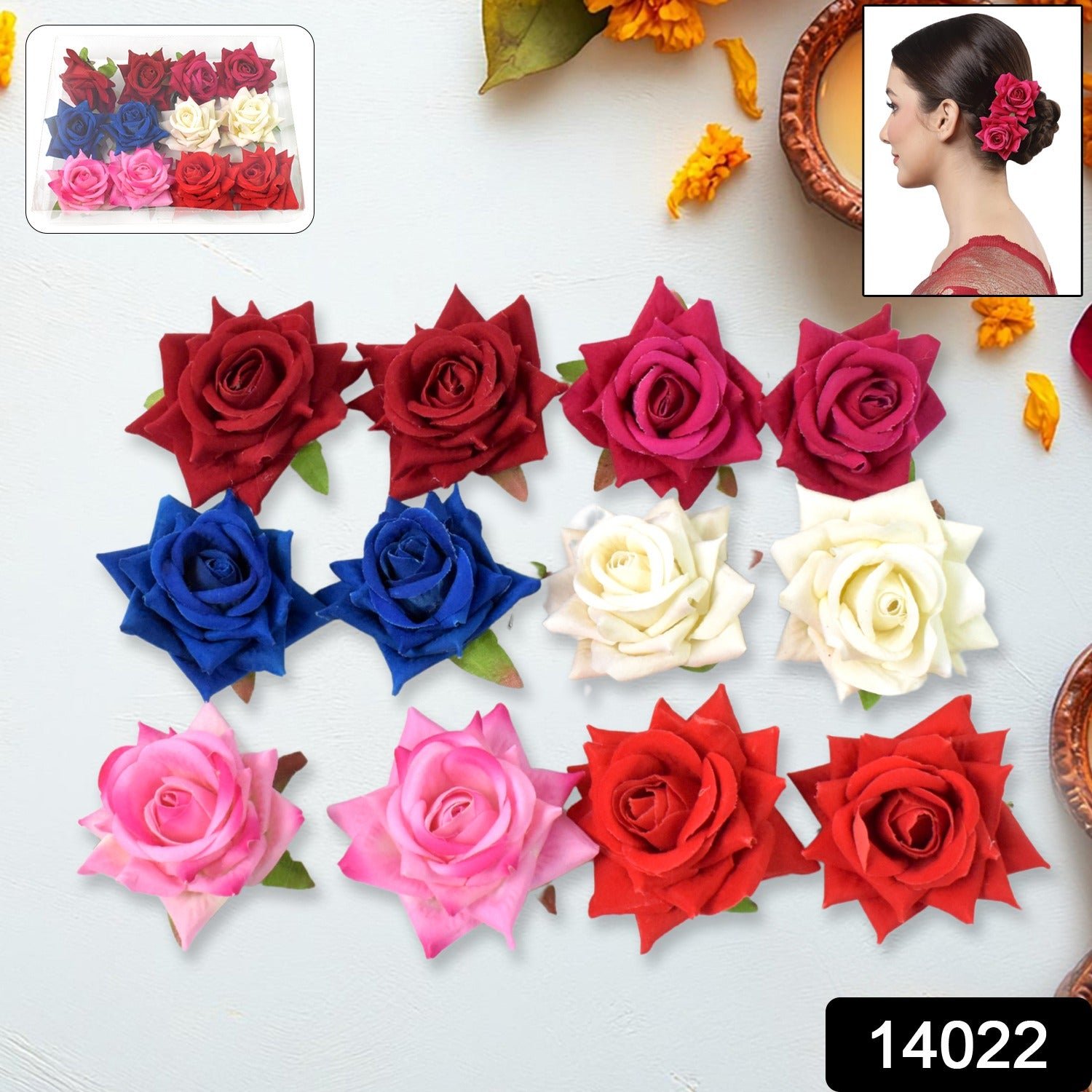Colourful Flowing Flower Hair Pin (12 Pcs Set / Mix Color), Hair accessories