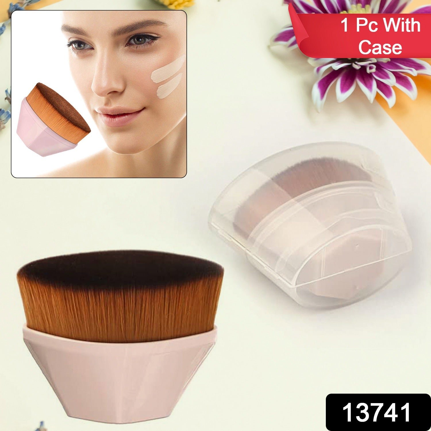 Perfect Foundation Makeup Brush with Portable Case (1 Pc)