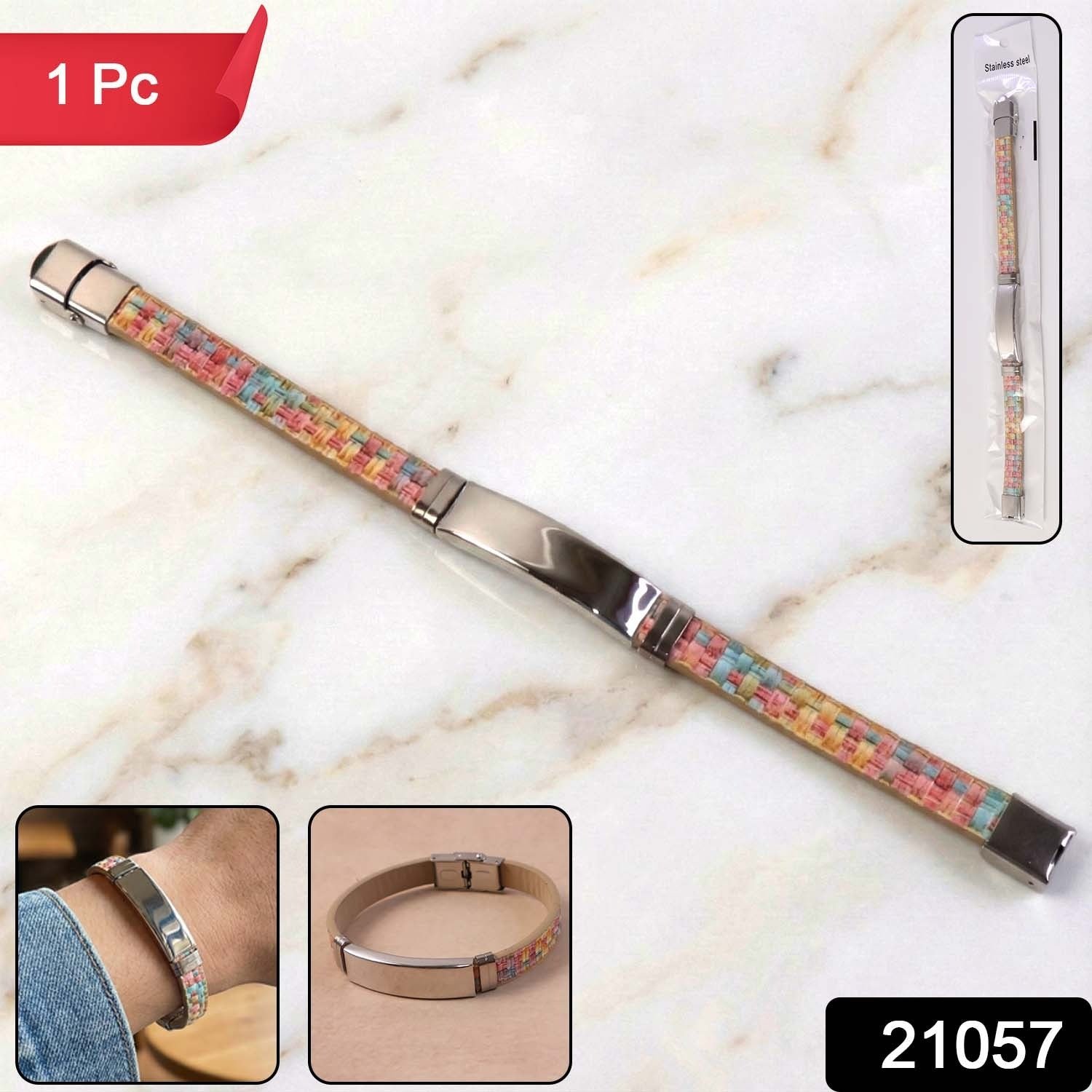 Premium Fancy Wrist Bracelet with Multicolor Woven Design (1 Pc / Mix Design Belt)