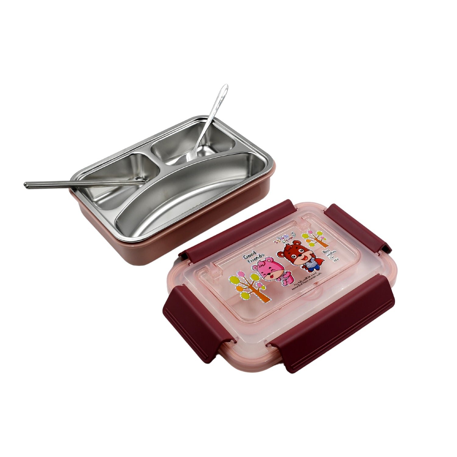 Kids Lunch Box with Steel Spoon & Chopsticks – Food-Safe & Durable