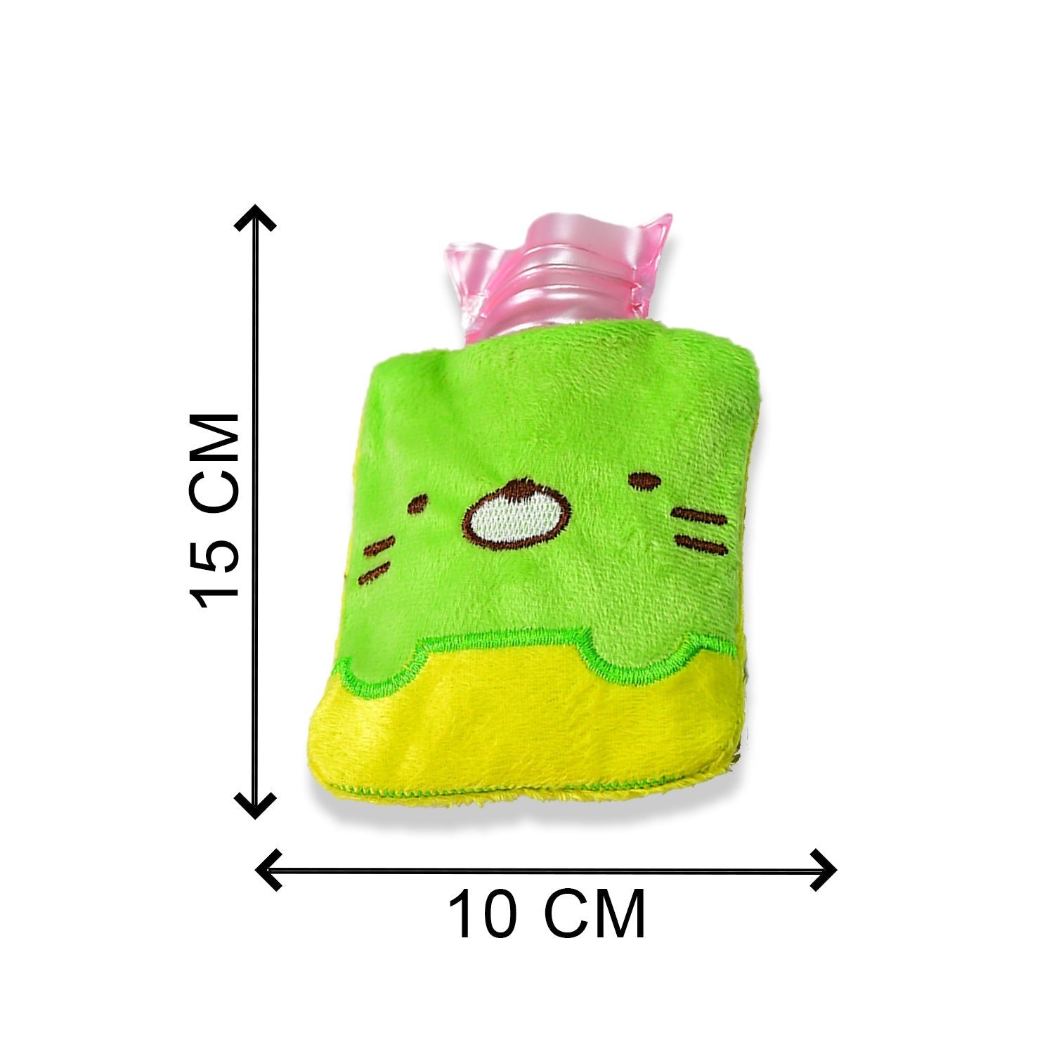 Green Kitty Hot Water Bag with Cover for Pain Relief & Warmth