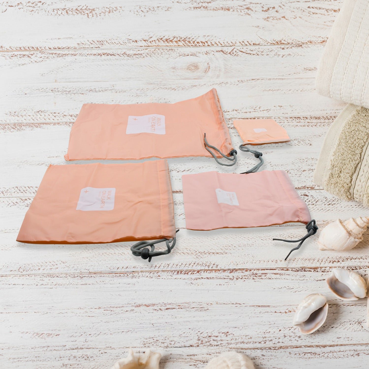 Travel Storage Bag Set – Waterproof Nylon Drawstring Organizers Clothes & (4 Pc)