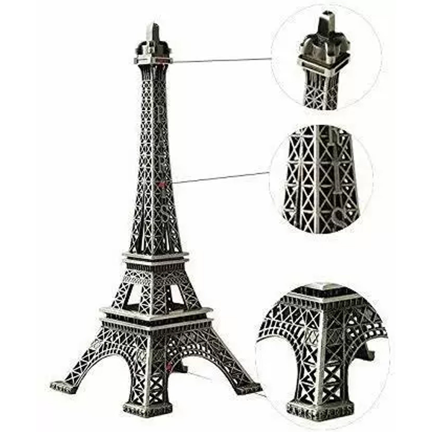 Antique 3D Eiffel Tower Statue - Metal Paris Landmark Decorative Showpiece