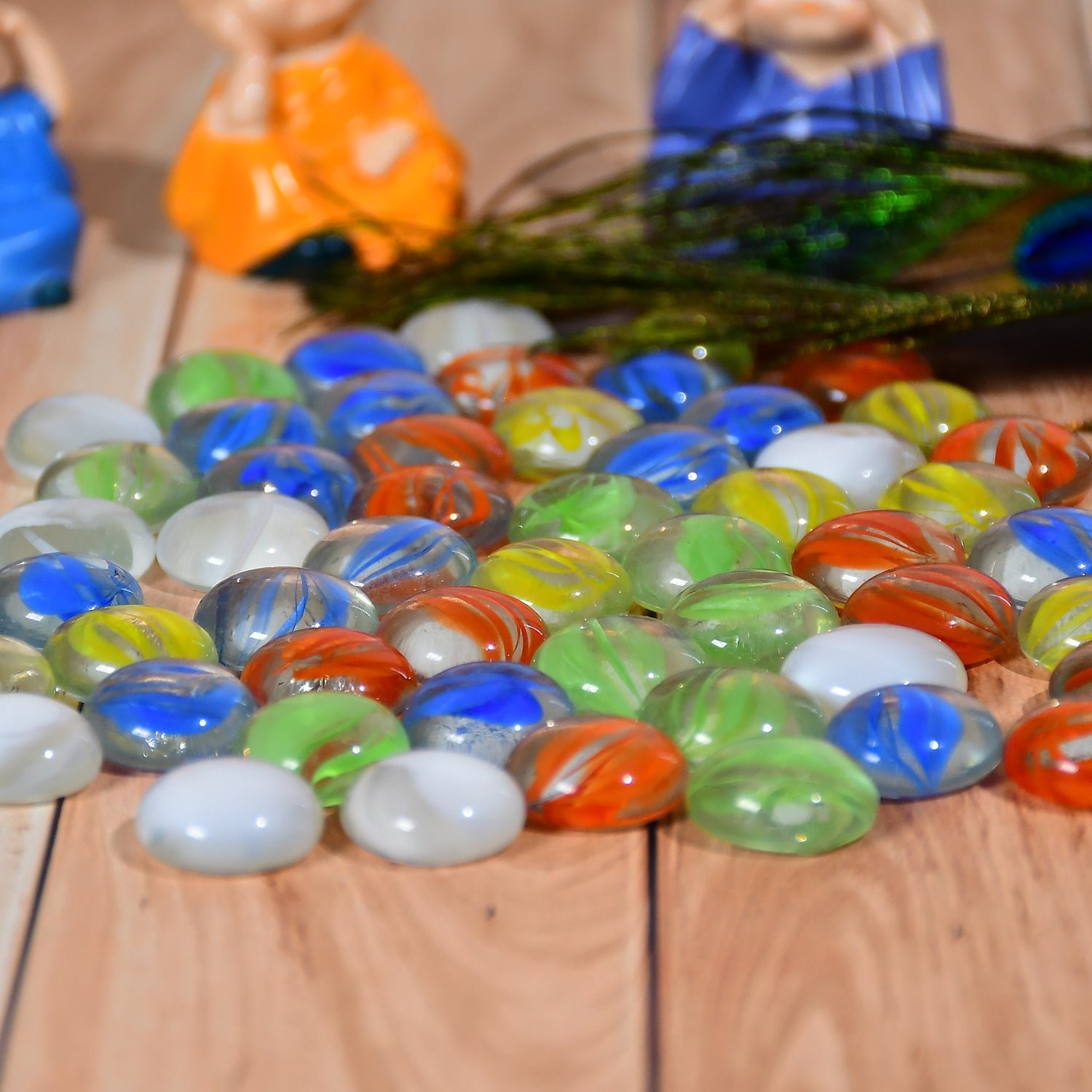 Glass Gem Stone, Flat Round Marbles Pebbles