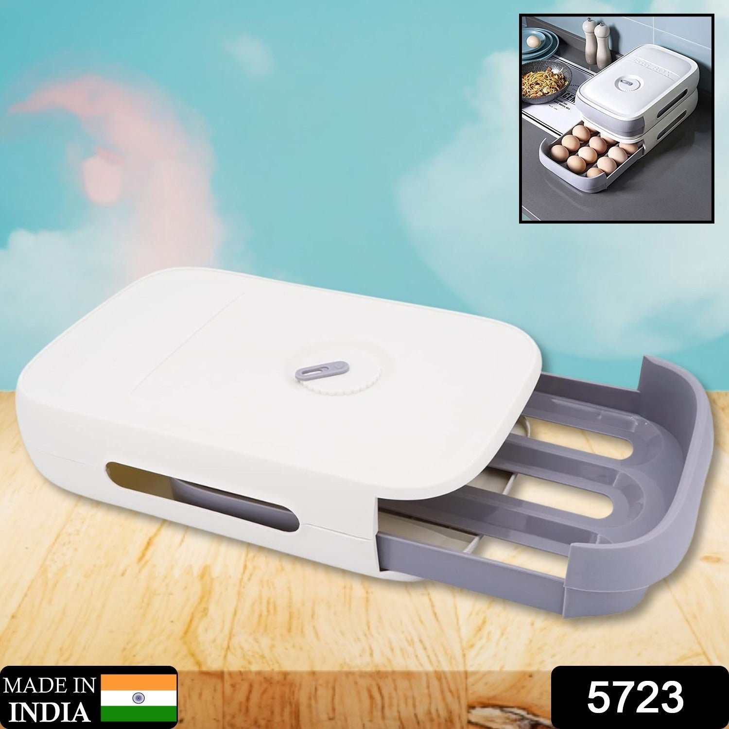 Plastic Egg Storage Box Drawer Style Fridge Organizer Tray (1 Pc)