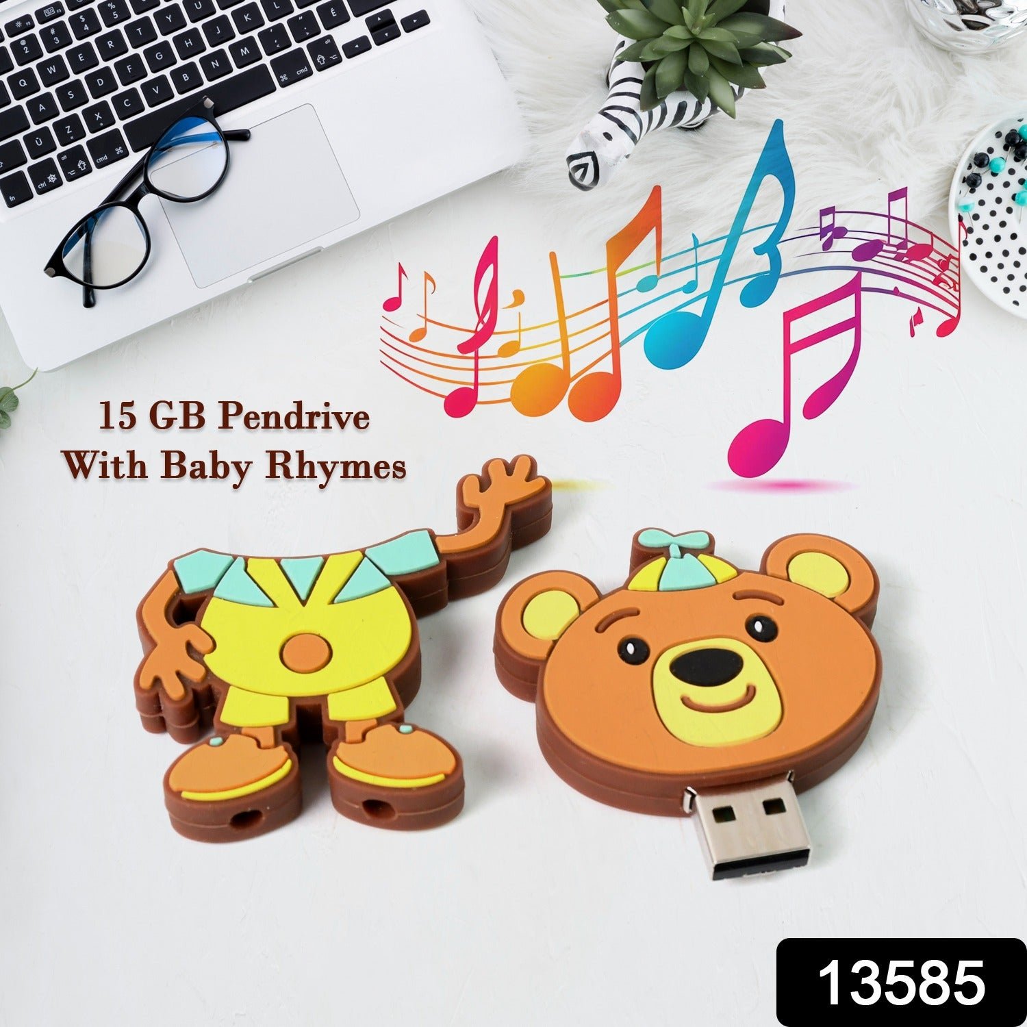 Portable Cartoon Silicone USB Pen Drive (15 GB Baby Rhymes Song / 1 Pc)