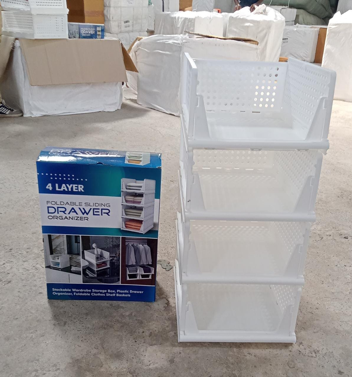 4 Layer Clothes Organizer Foldable Wardrobe Drawer Storage for Closet