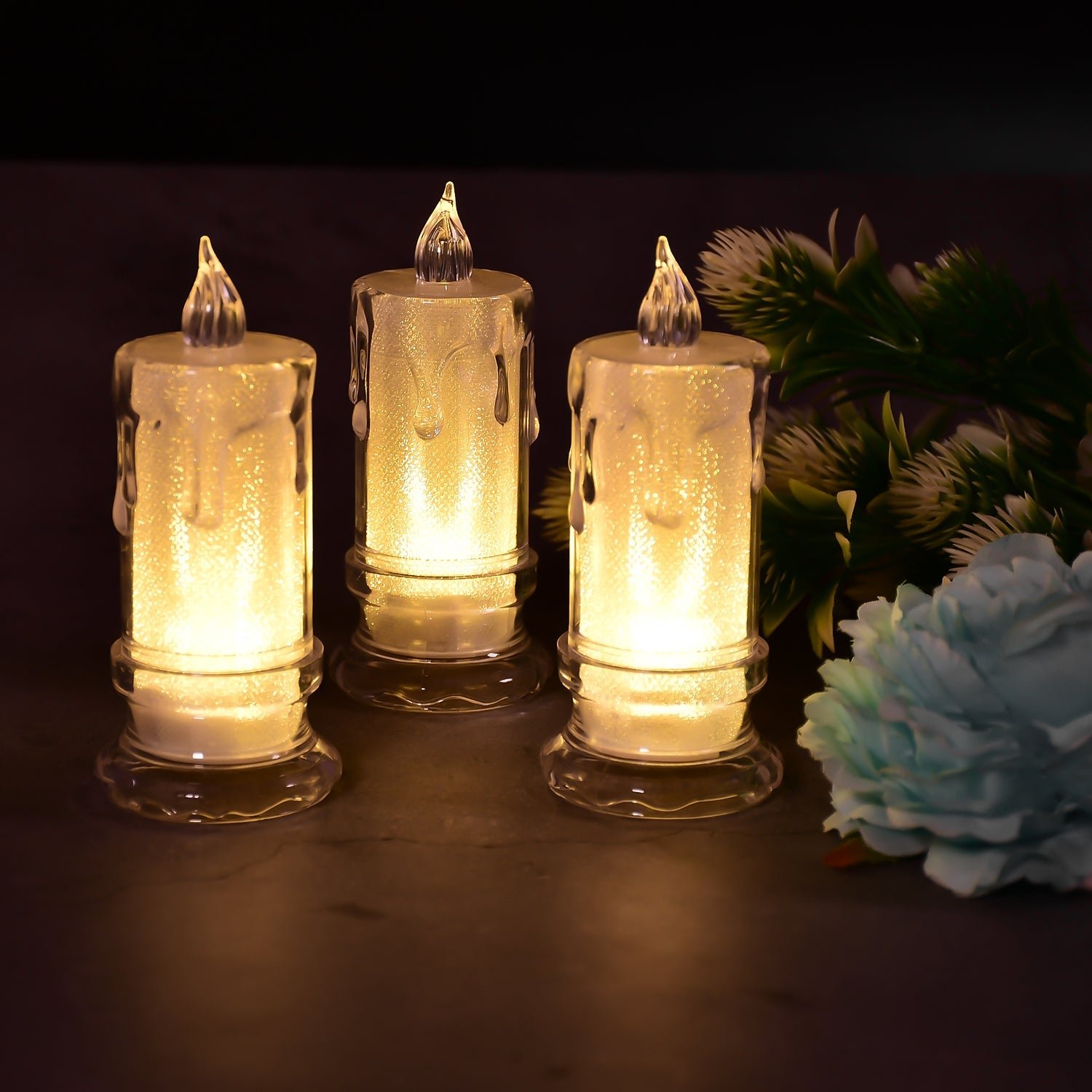 Big Flameless Melted Design Candles Set, Diwali (12 pcs)