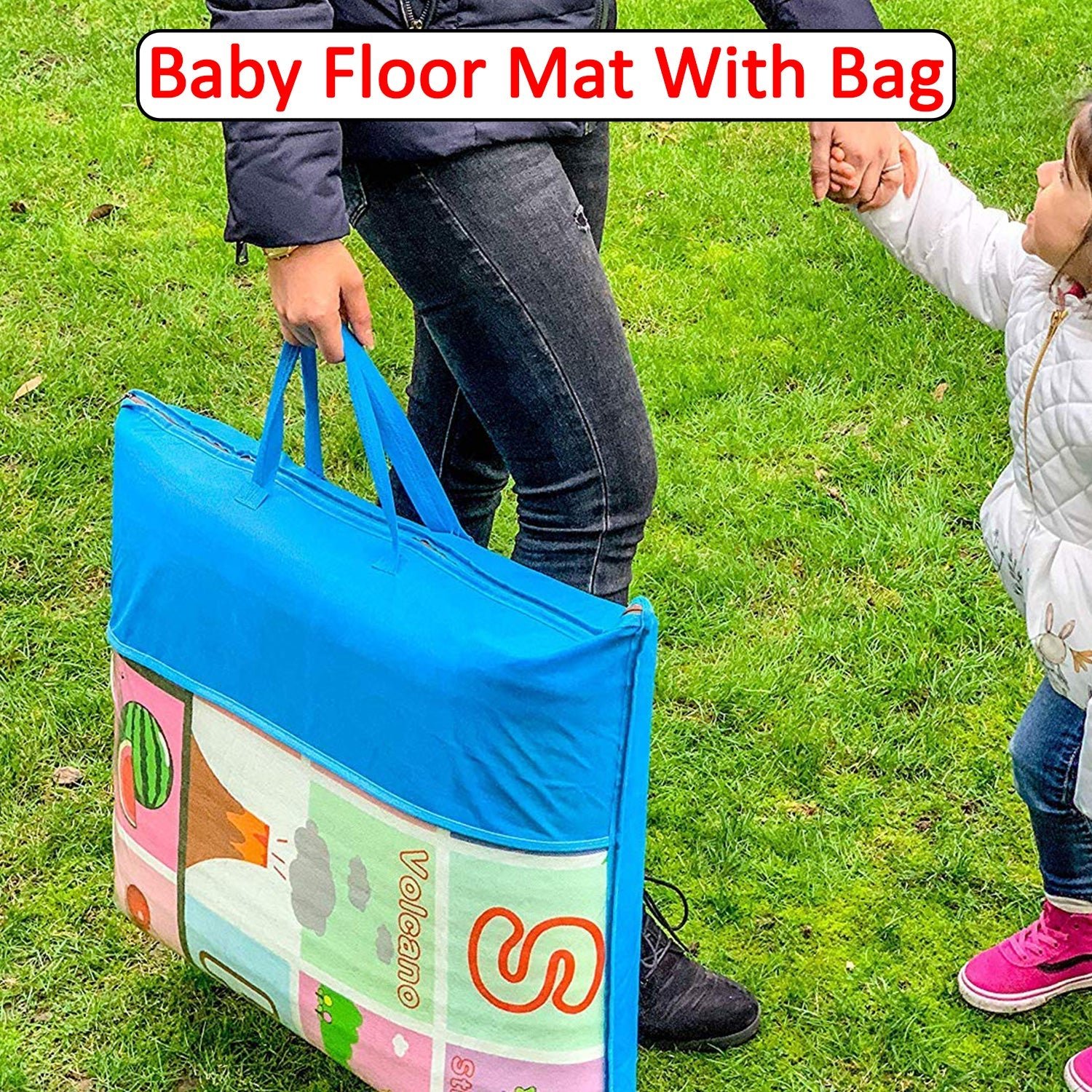 Waterproof Double Side Baby Play Floor Mat for Kids Home With Bag (Size 120 x 180cm)