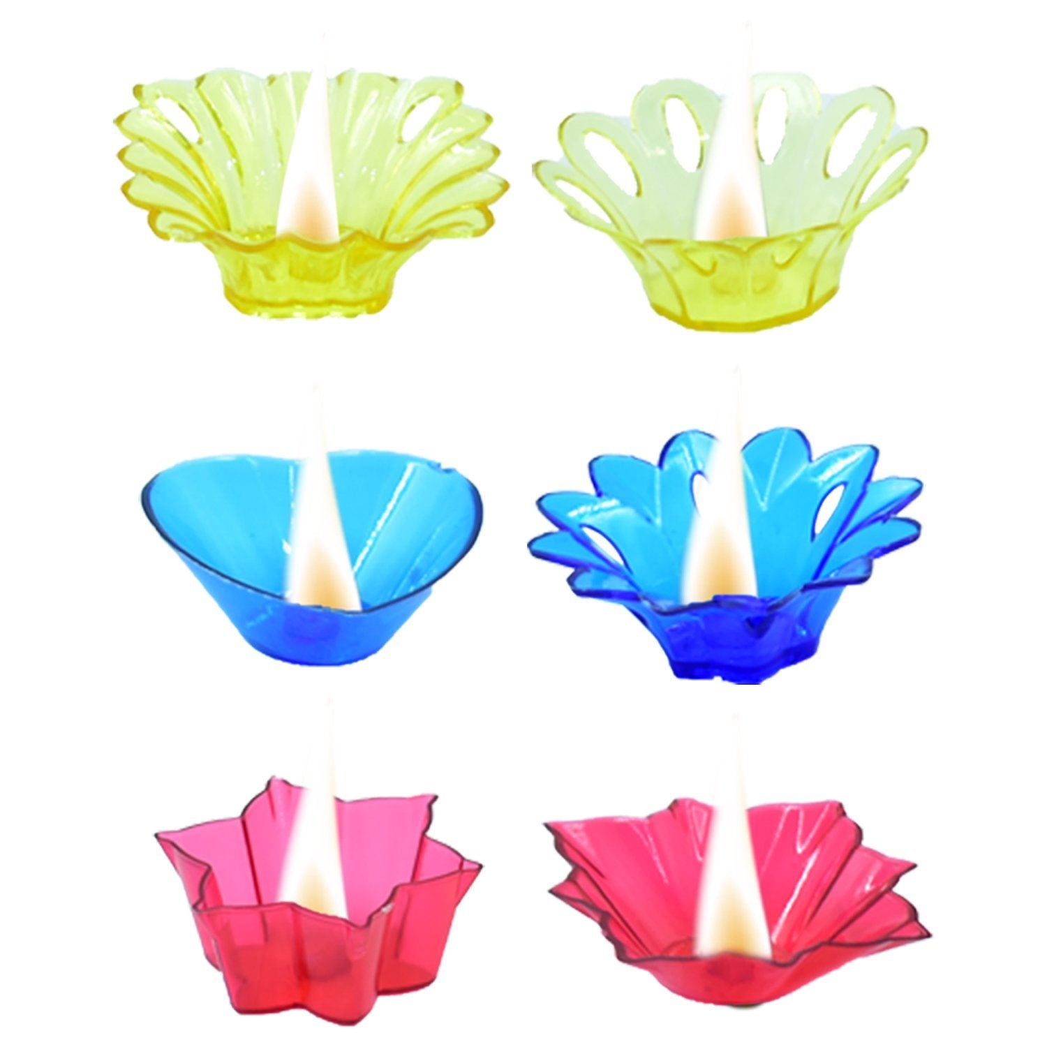 Plastic Candle Cup with Multi Shape Diwali Diya Cup, Diwali (Multicolor) (12 Pcs Set)