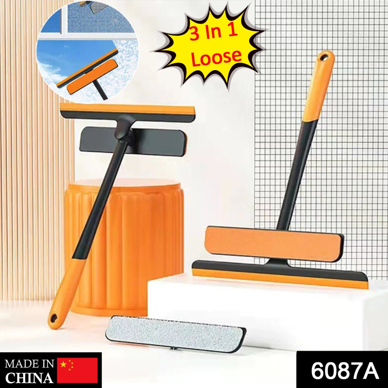 Plastic 3 in 1 Rotatable Double Side Cleaning Brush for Window Mirror Floor