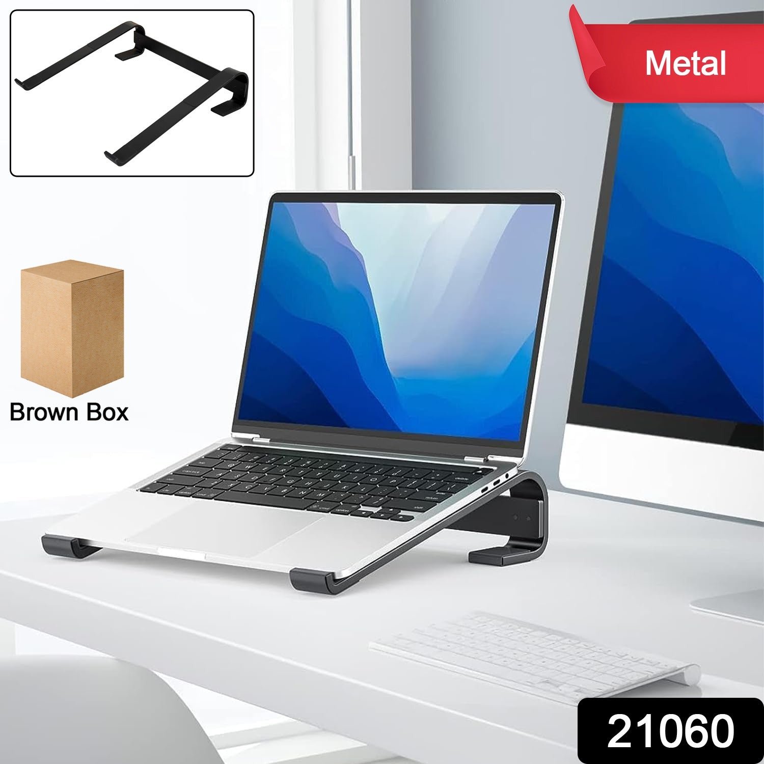 Fixed Metal Laptop Stand for Desk (25 × 26 cm)