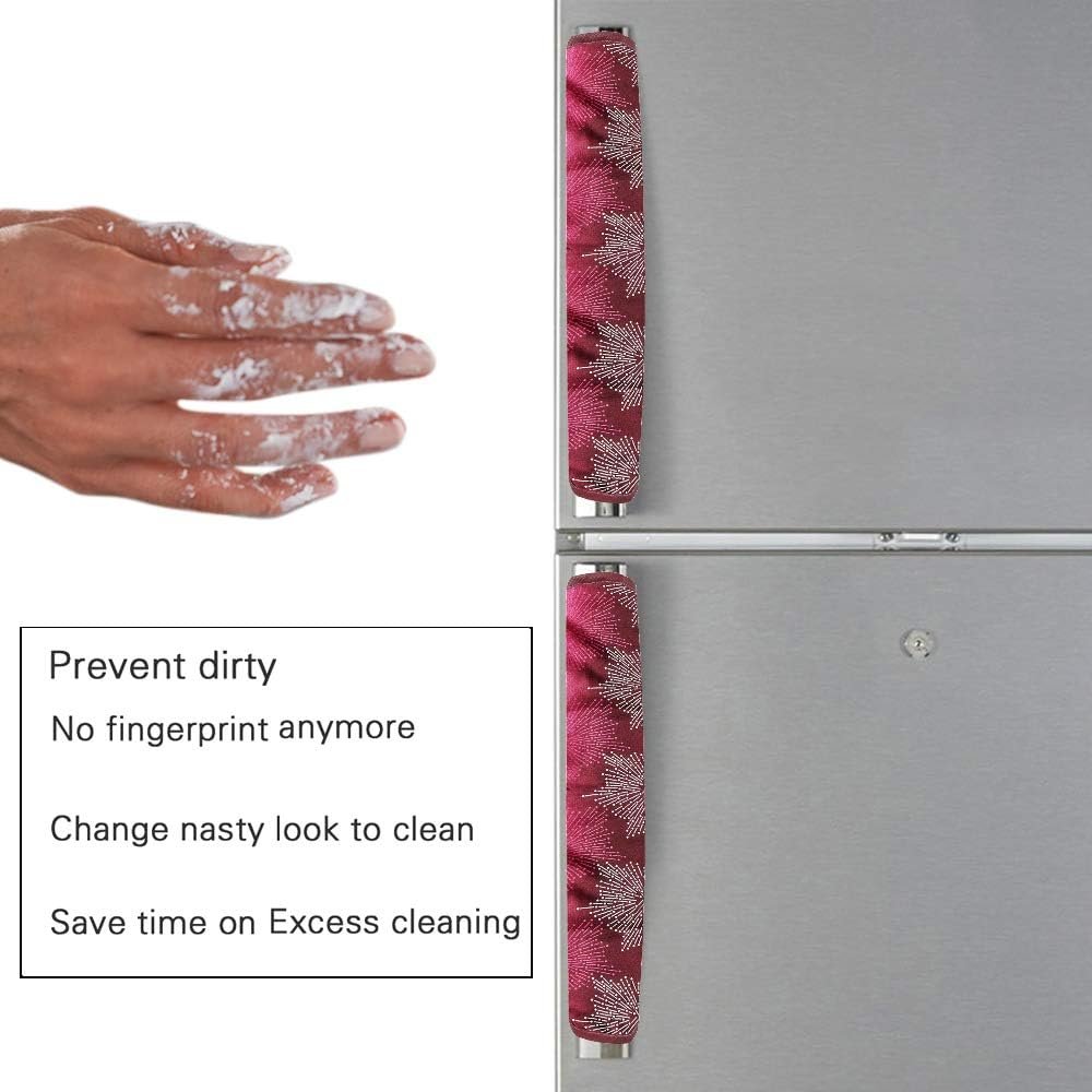 Polyester Fridge Handle Cover Set for Refrigerator Types (2 Pcs, Multi Design)