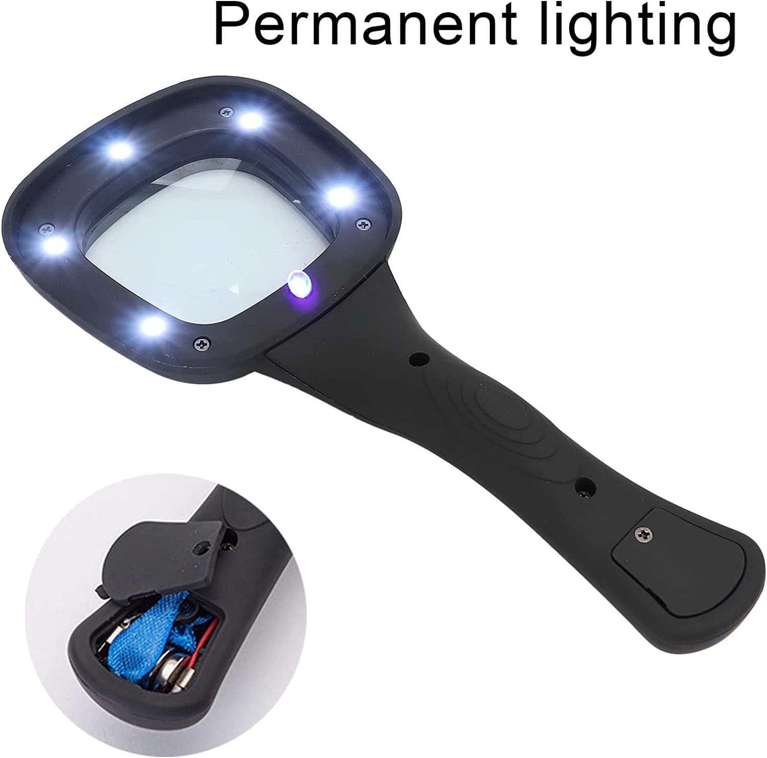 Handheld LED Magnifying Glass – 6 Lighted Magnifier for Reading & Inspection