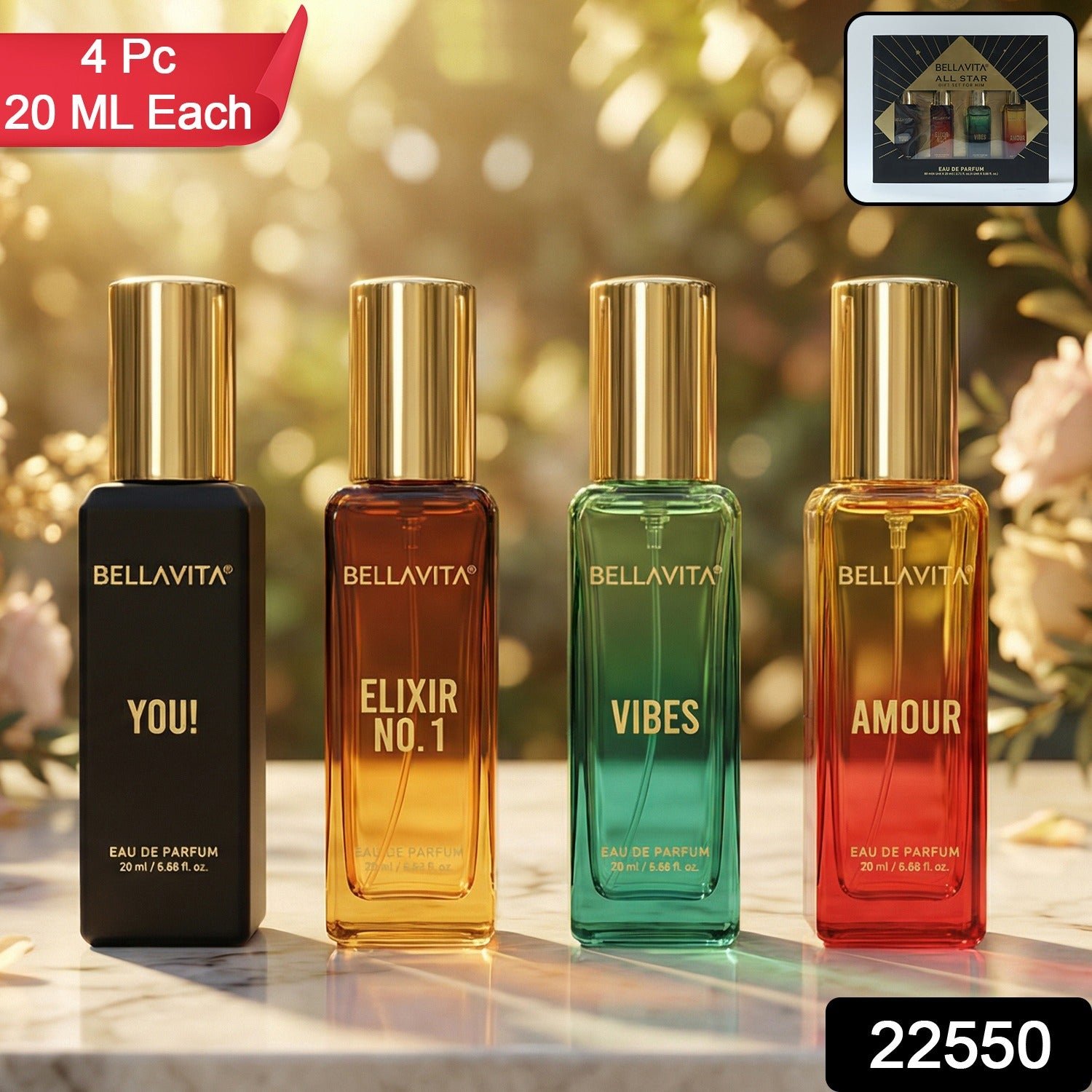 Bellavita Premium All Star Perfume Gift Set (4 Pc, 20 ML Each)