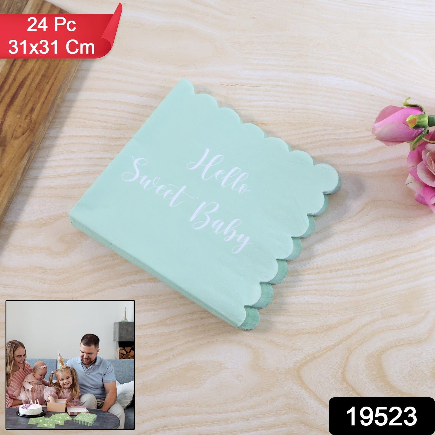 Hello Sweet Baby Party Paper Napkins (31 x 31 cm / 24 Pc)