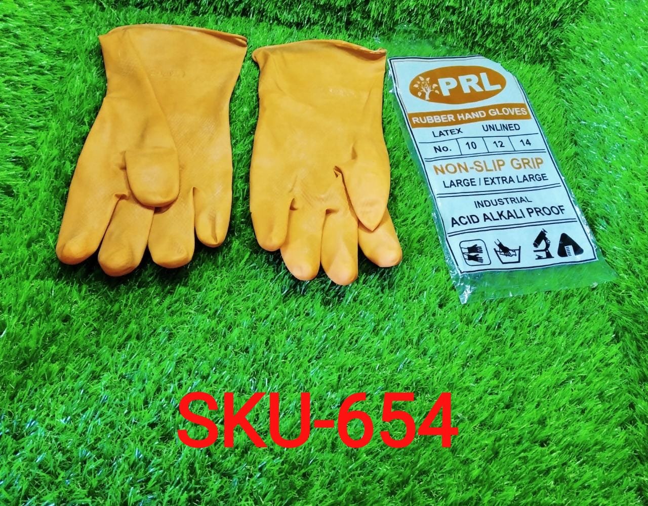 Cut Glove Reusable Rubber Hand Gloves (Orange) - 1 pc