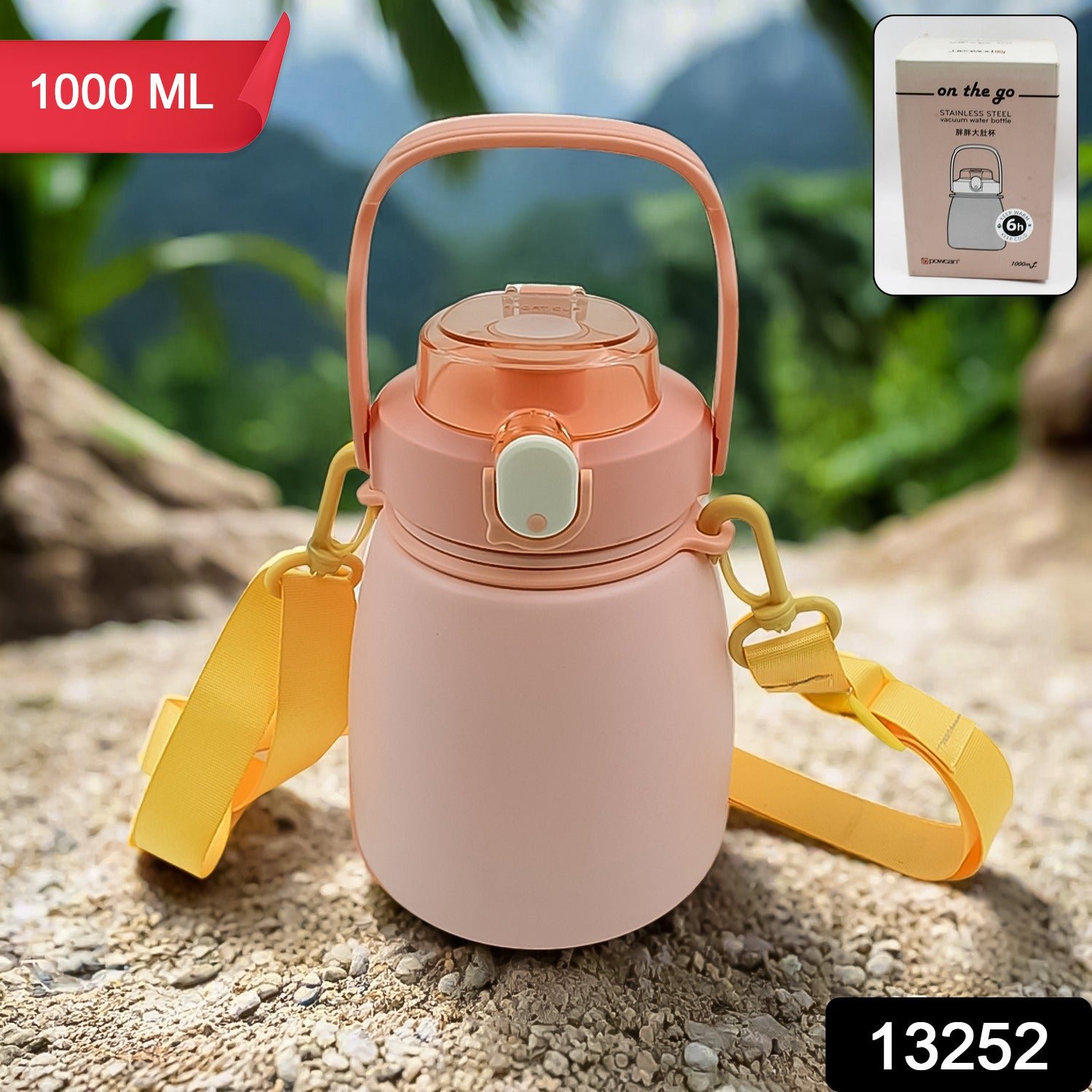 Stainless Steel Mug / Bottle Vacuum Insulated Cup Handle & Strap, Tumbler (1000 ML)