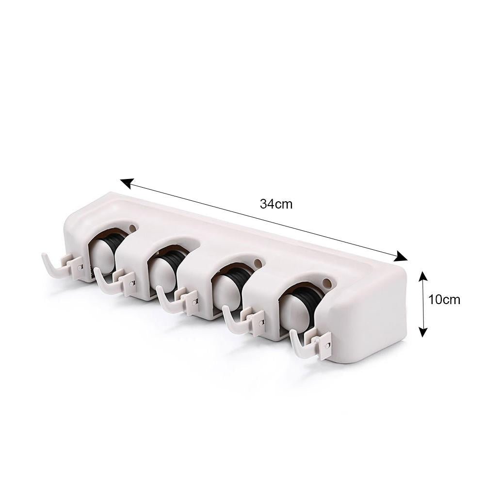 4 Layer Mop and Broom Holder, Garden Tool Organizer, Multipurpose Wall Mounted