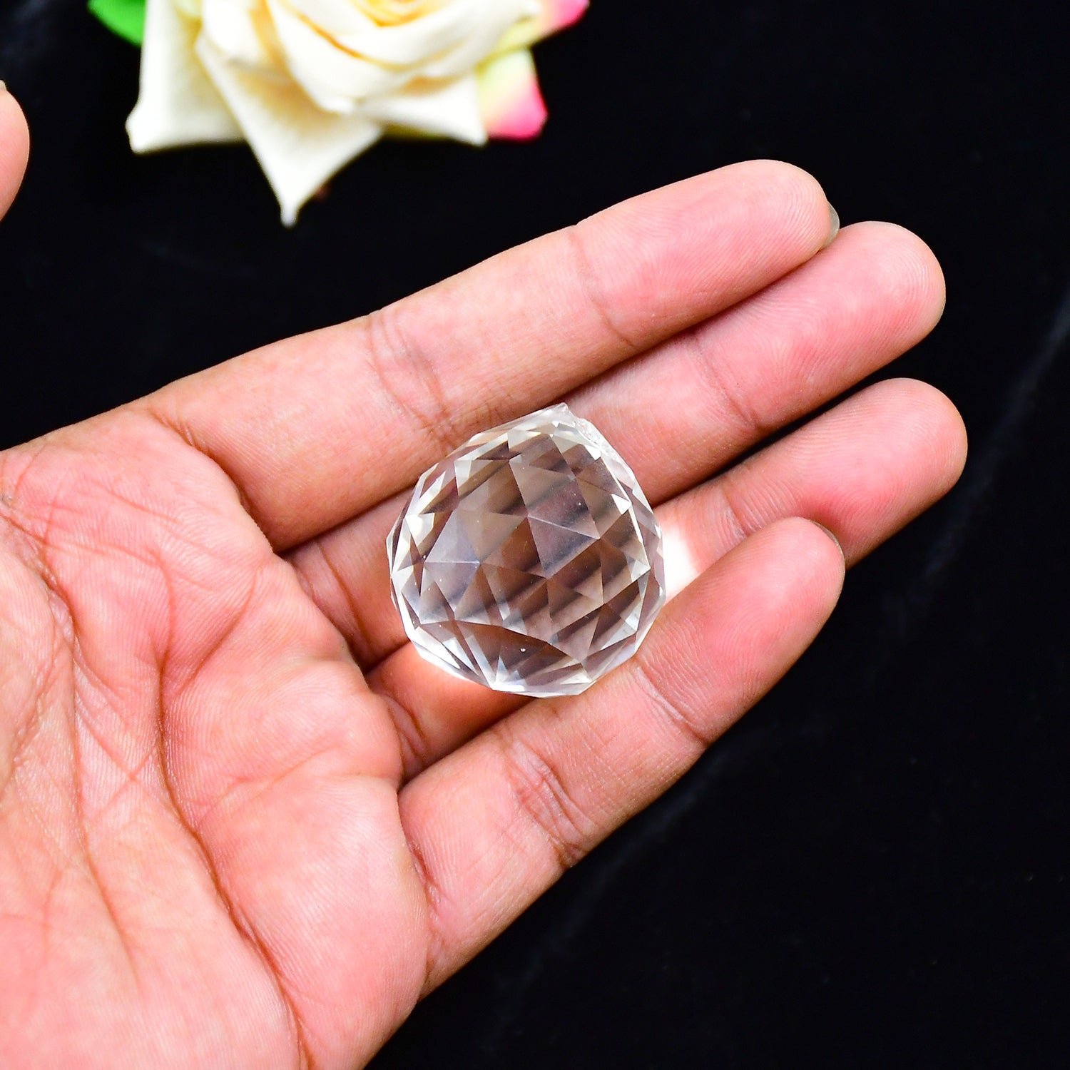 White Crystal Ball Hanging Crystal Ball for Home and Office or Car Decor.