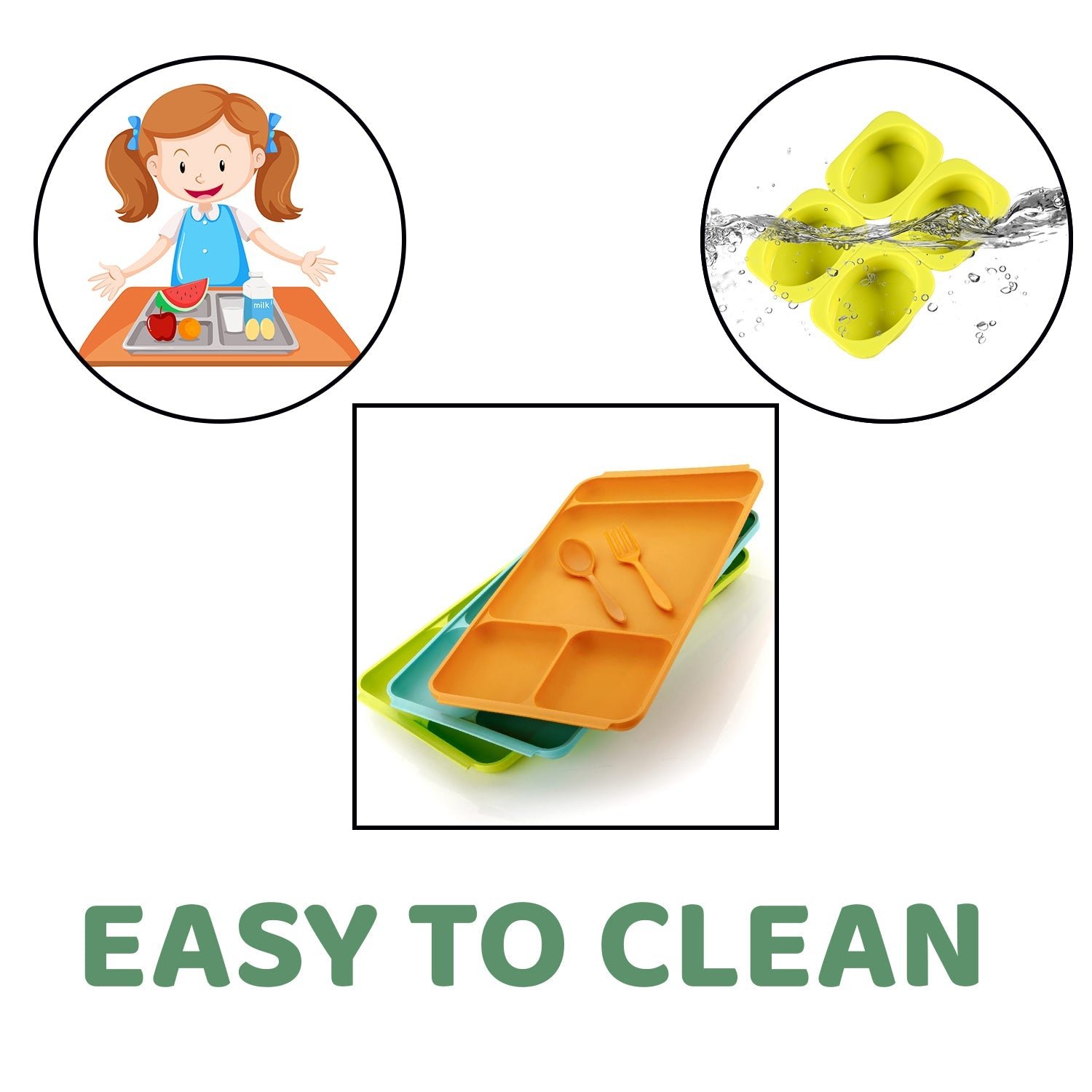 4-Compartment Plastic Dish Set with Spoon & Fork – Versatile Dinner & Pav Bhaji Plate