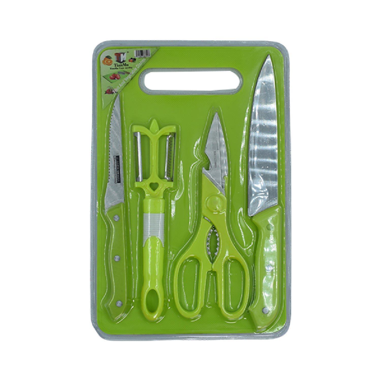 Plastic Chopping Board with Knife Set Scissor and Wine Opener for  Cutting
