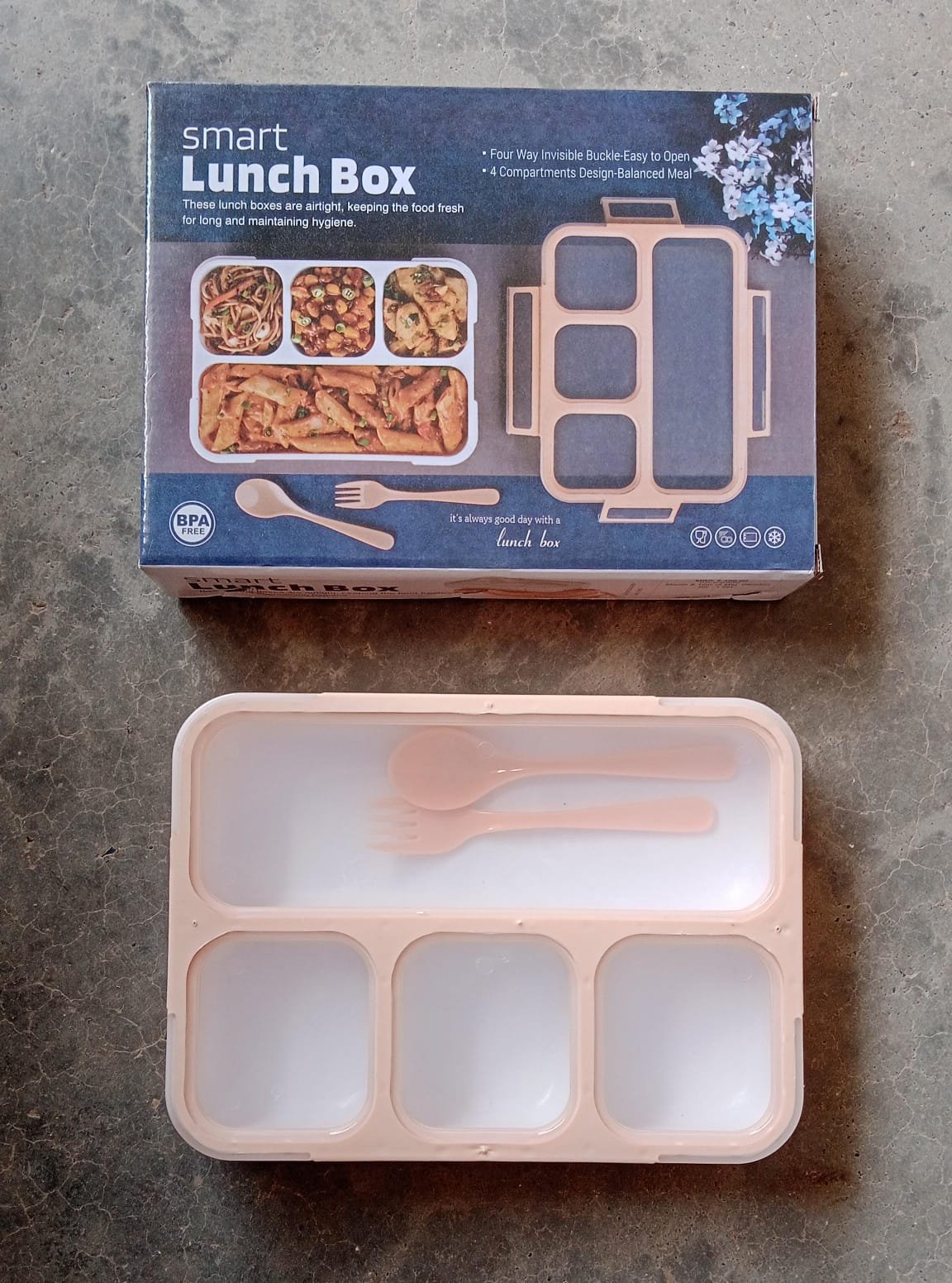 Leak-Proof Lunch Box with 4 Compartments for School & Office Use