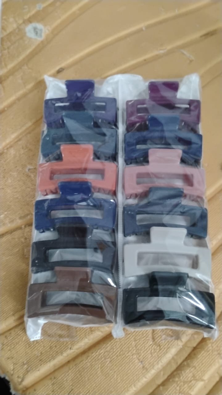 Matte Finish Rectangle Hair Claw Clip Women and Girls – Assorted Color Pack – 1 Pc