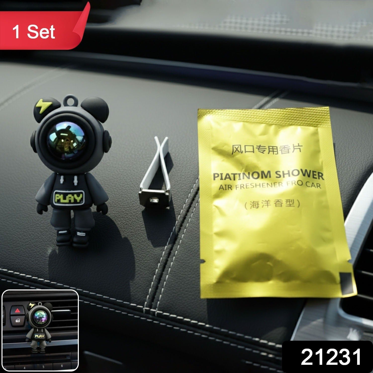Cute Astronaut Car Air Freshener with Vent Clip (1 Set)