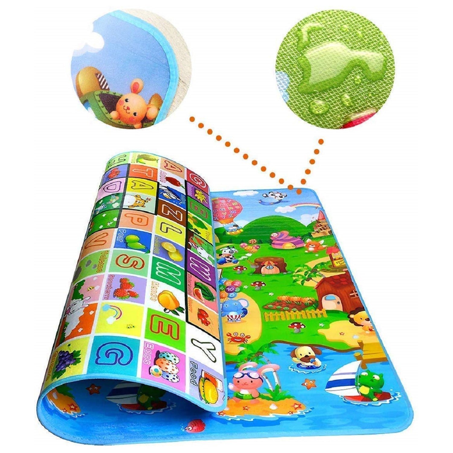 Waterproof Double Side Baby Play Floor Mat for Kids Home With Bag (Size 120 x 180cm)