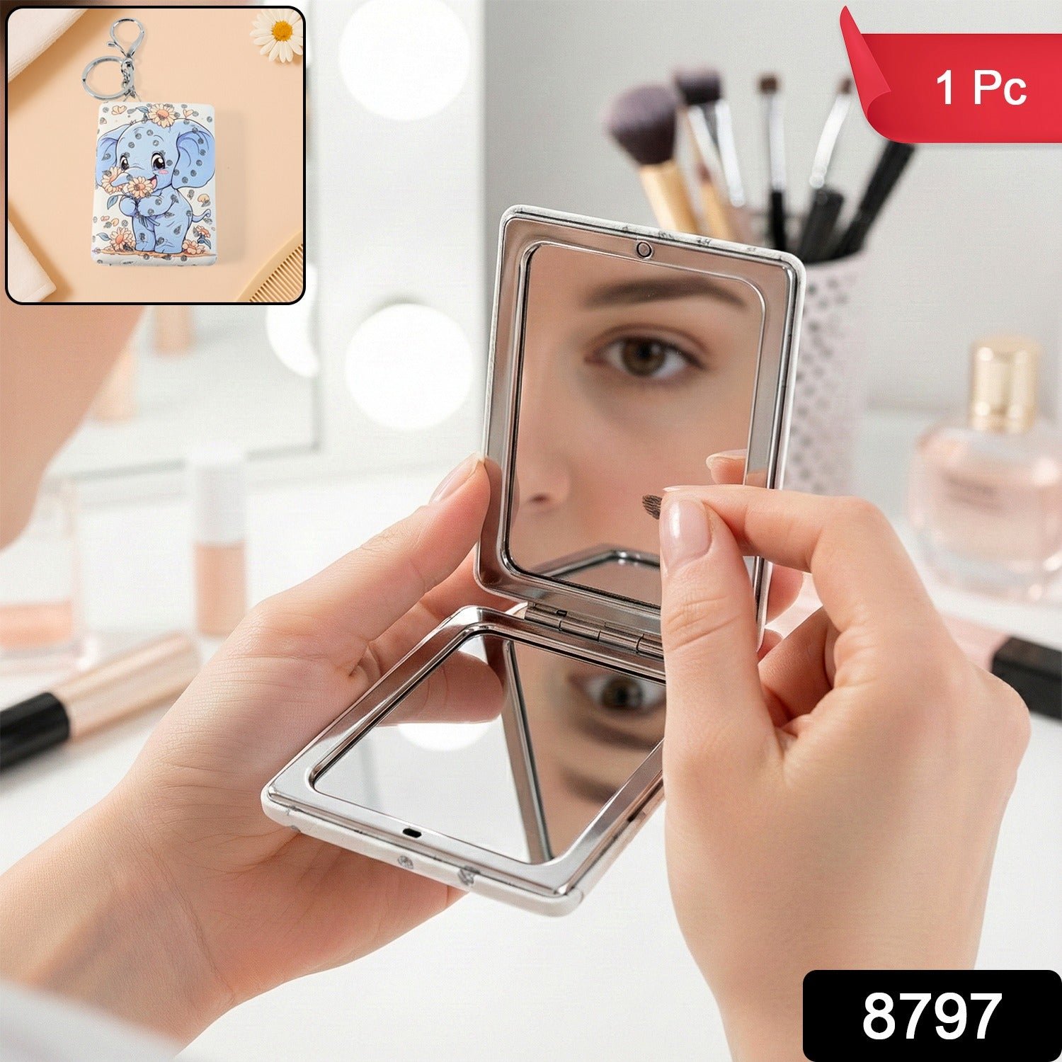 Foldable Mirror Keychain – (1 Pc)