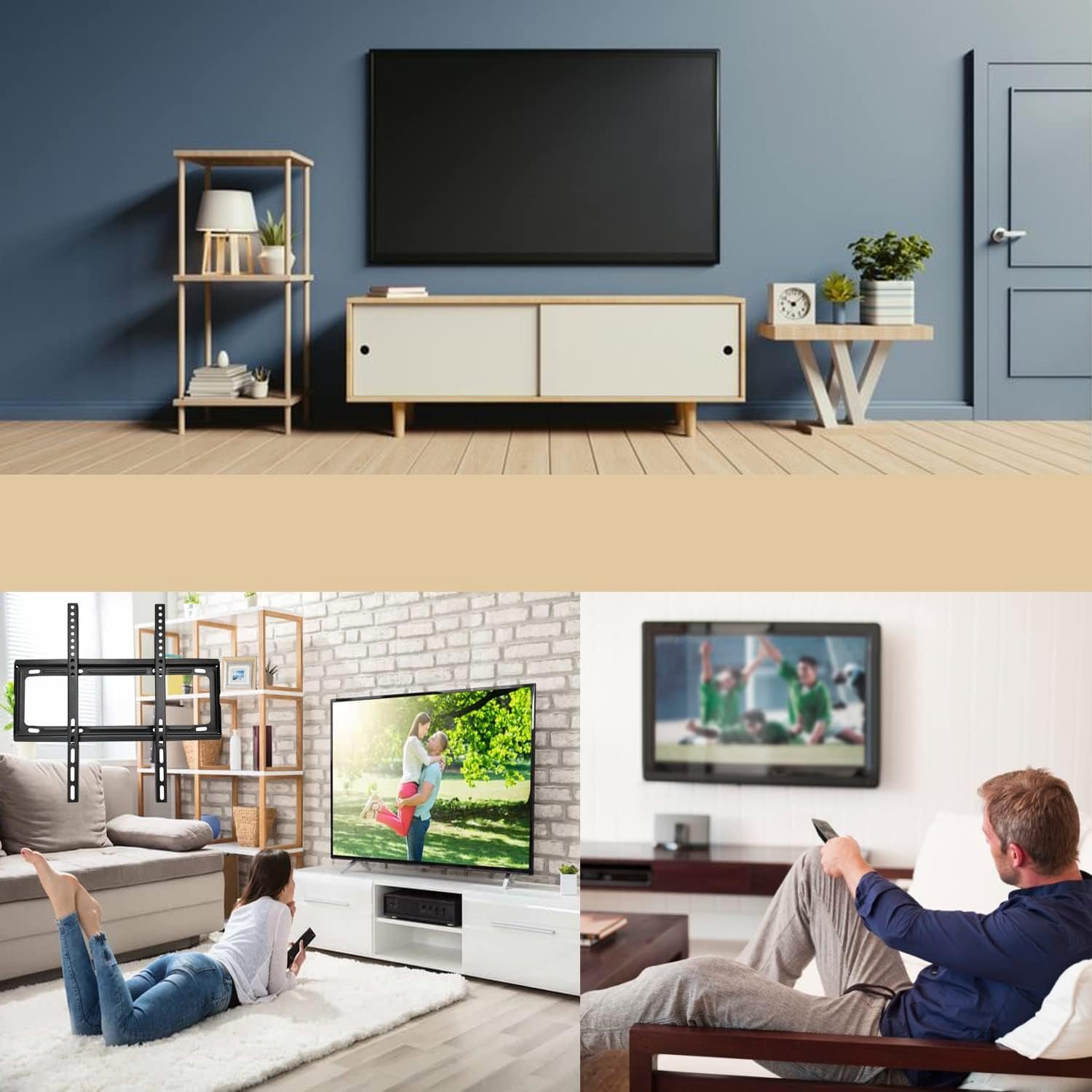 Heavy-Duty TV Wall Bracket for 26–63 Inch LED/LCD TVs (46×20 cm)