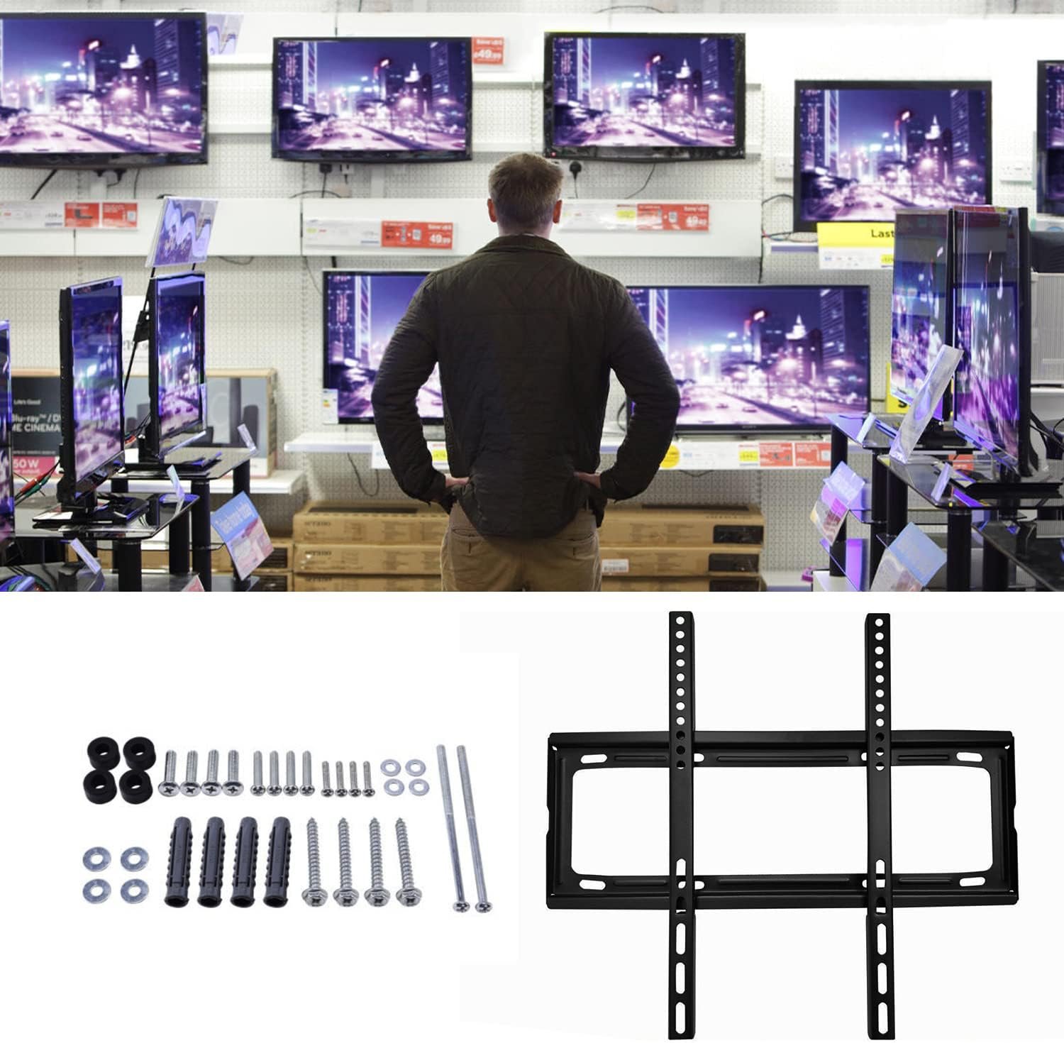 Heavy-Duty TV Wall Bracket for 26–63 Inch LED/LCD TVs (46×20 cm)