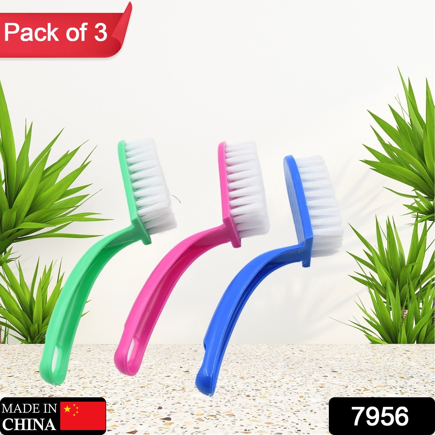 Multi-Purpose Kitchen Cleaning Brushes 3 Pc