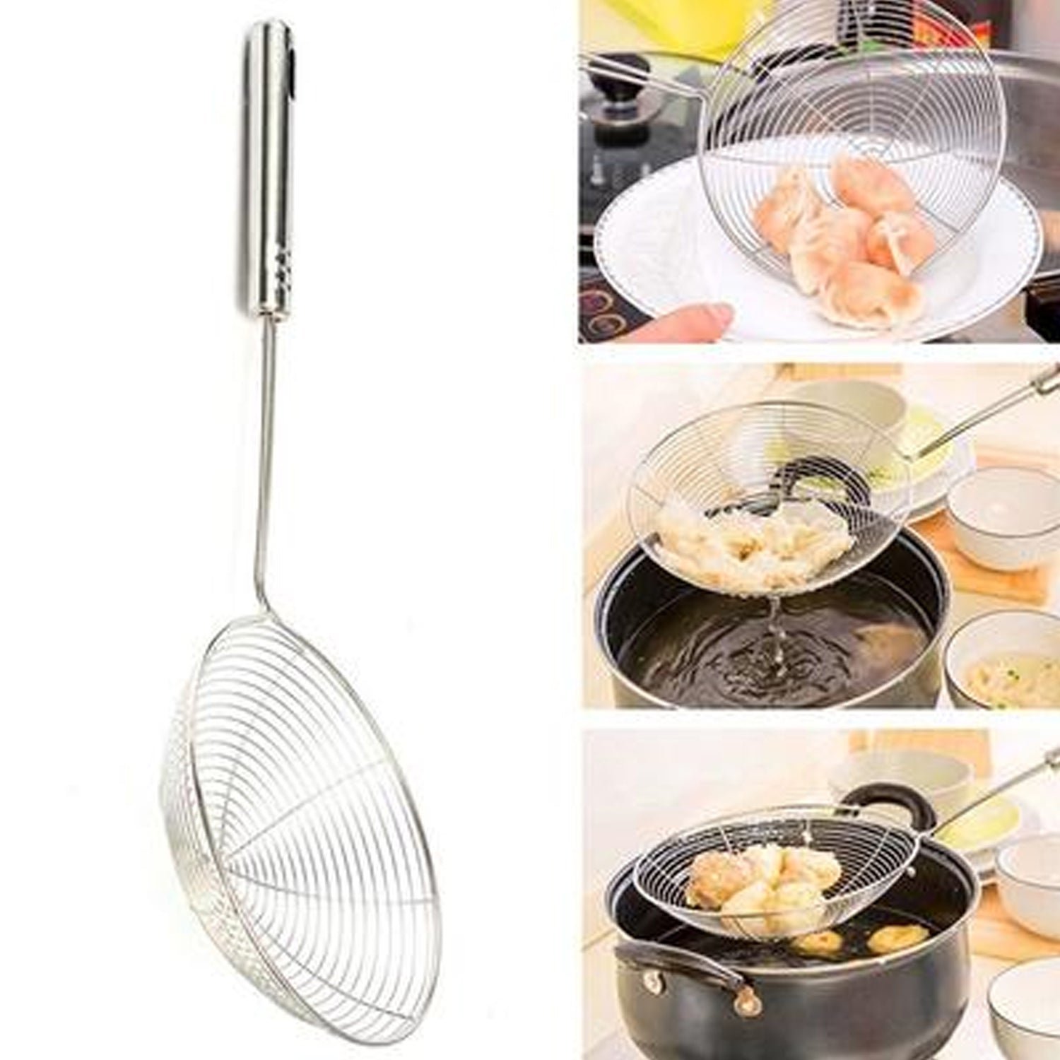 Large Oil Strainer Get Fried Food Stuffs Easily Without Any Problem And Damage