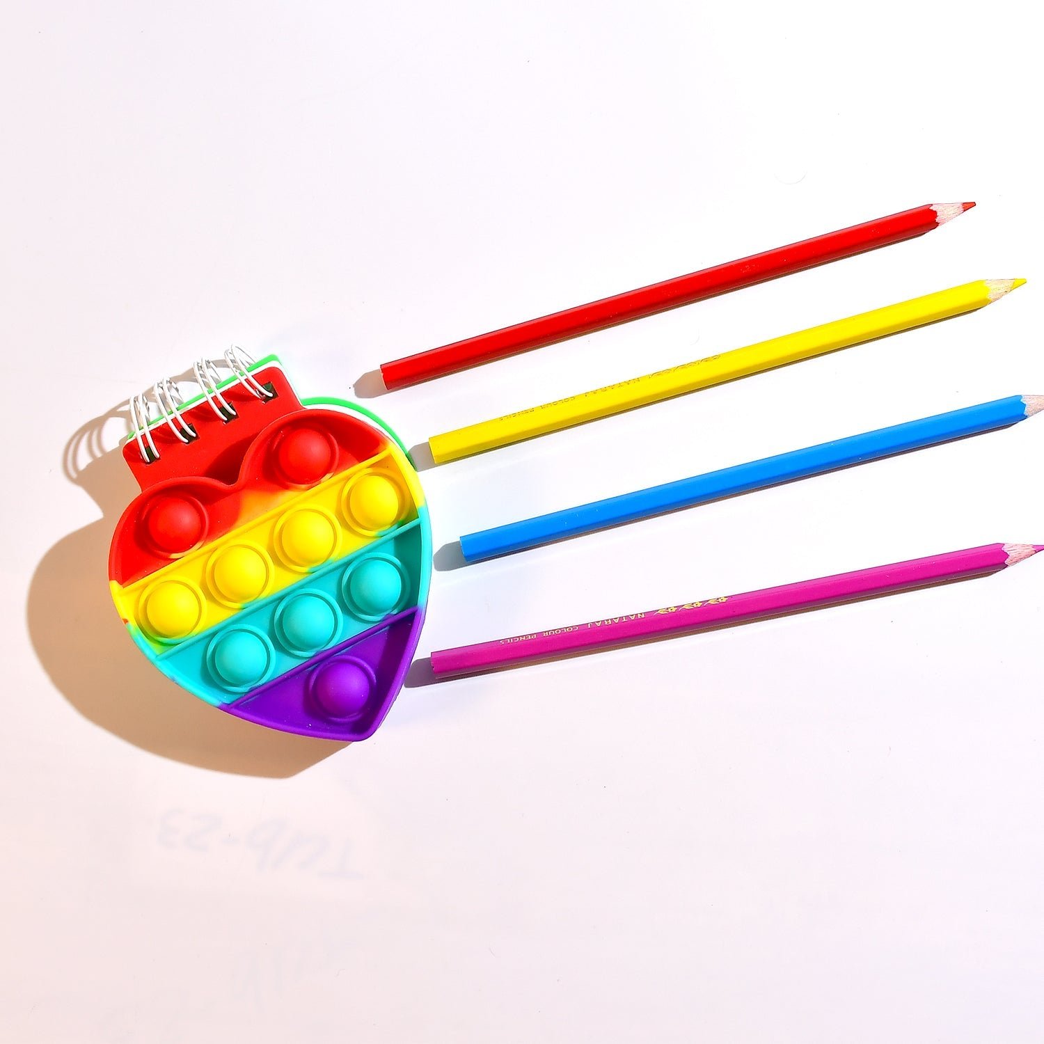 Heart Pattern Fidget Spiral Notebook Bubble Push Silicon Toy School Stationery