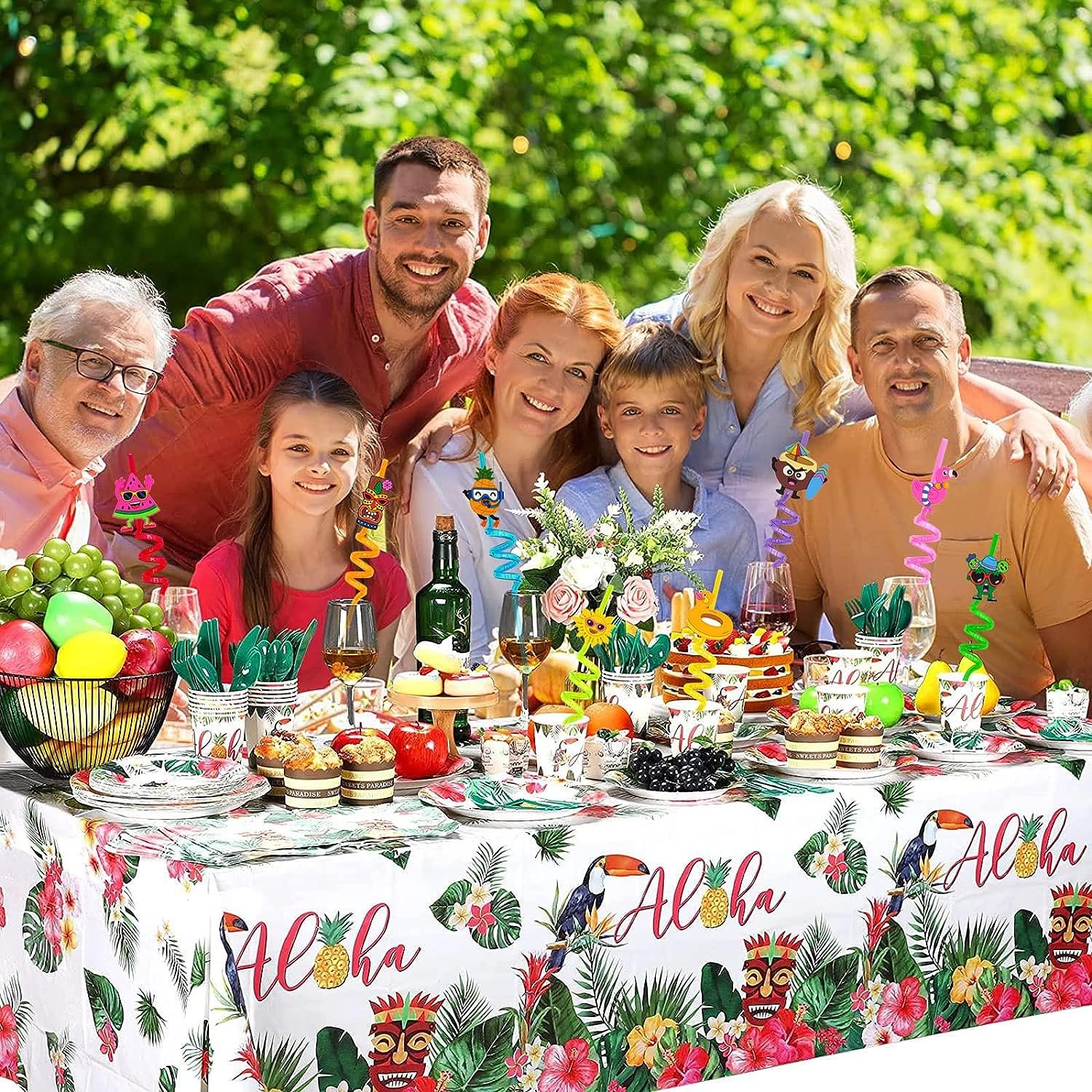 Plastic Straws Reusable Drinking Straws (4 pc Set / Mix design)