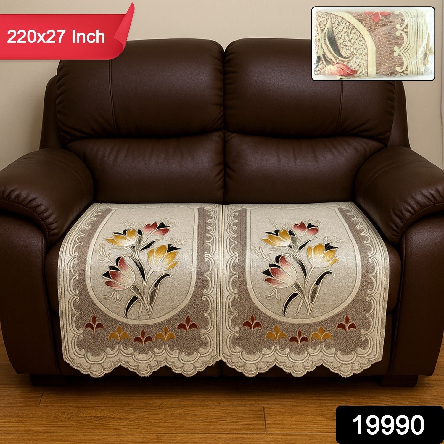 Floral Sofa Protector Runner - (1 Pc / 220x27 Inch)