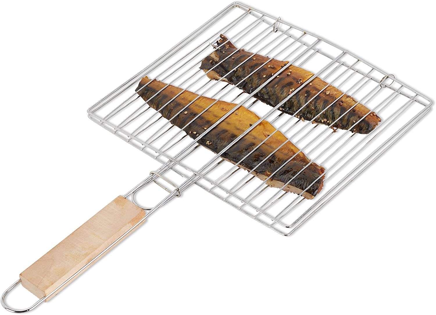 Kitchen Square Roaster Grill Barbecue Grill with Wooden Handle