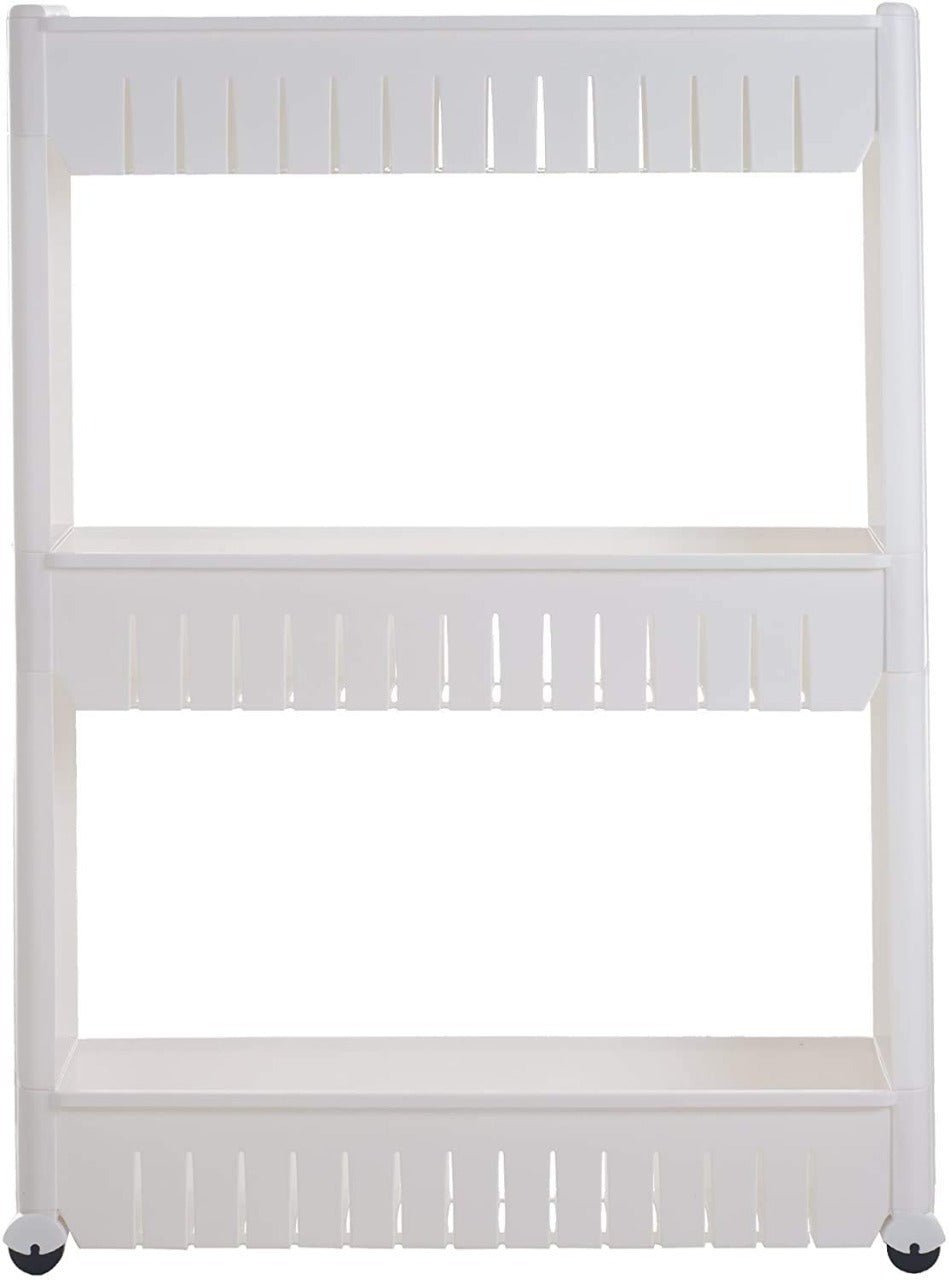 Multipurpose 3 Layer Slim Side Space Saving Storage Organizer Rack Shelf