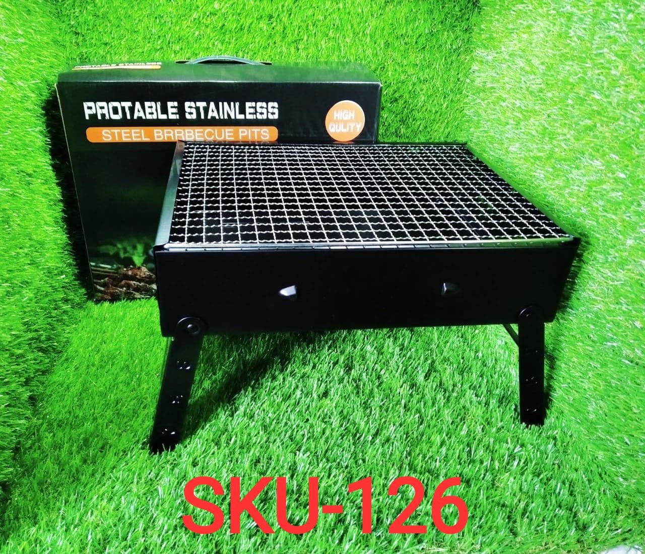 Folding Barbeque Charcoal Grill Oven (Black, Carbon Steel)