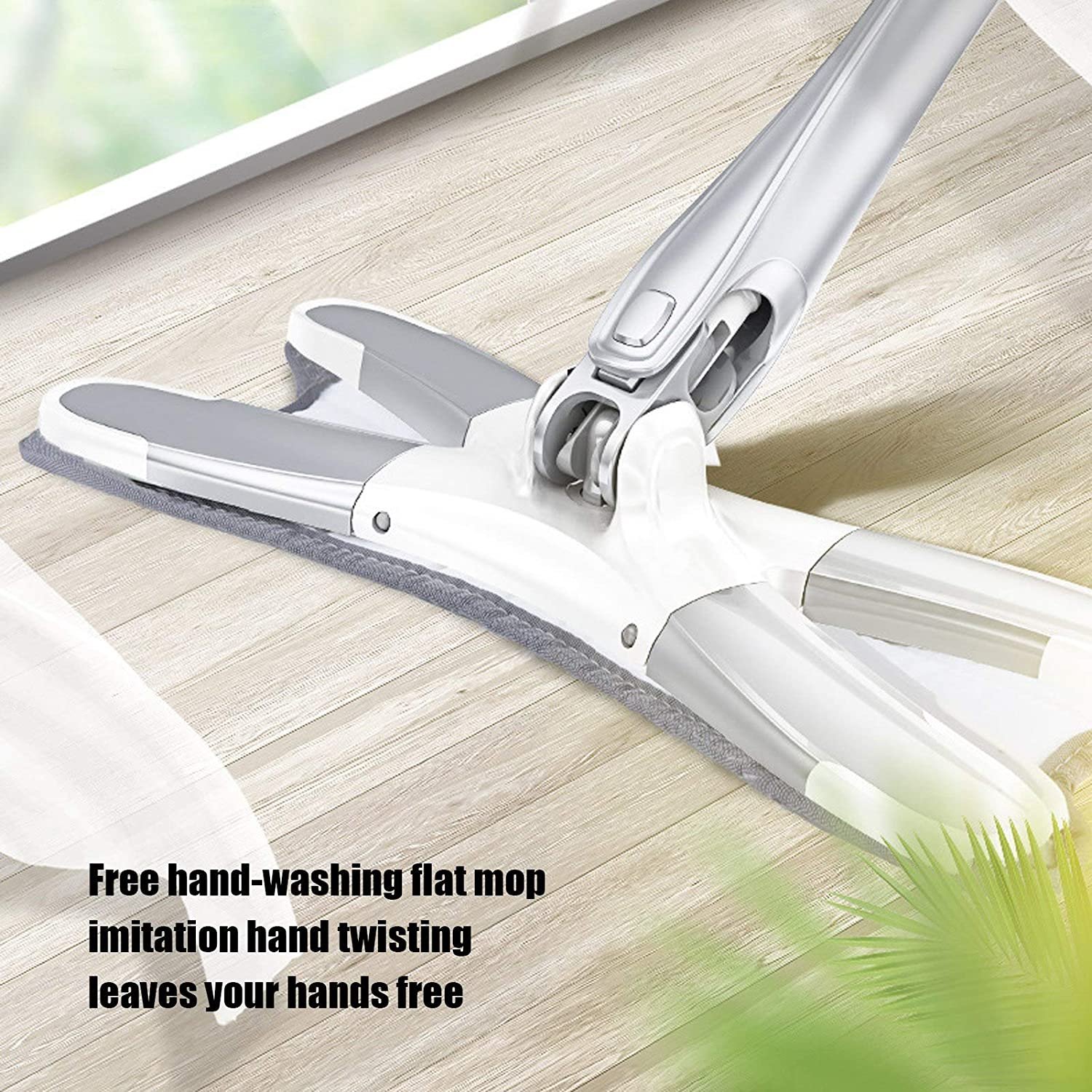 X-Shape Hands-Free Squeeze Microfiber Floor Mop for Home Cleaning