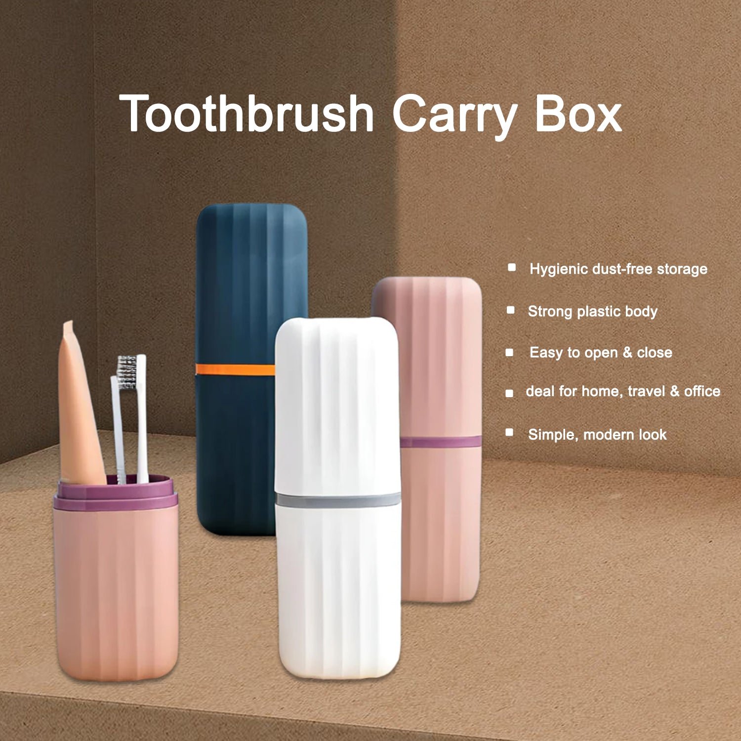 Plastic Hygienic Toothbrush Travel Portable Case (2 Pc)