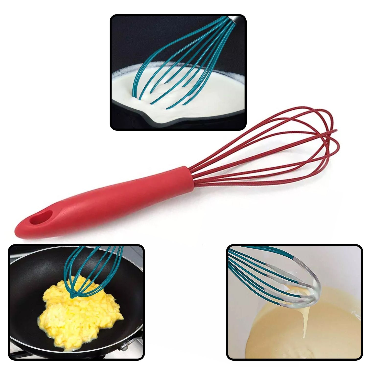 Manual Whisk Mixer – Silicone Cream Whisk, Rotary Egg Beater for Kitchen Baking