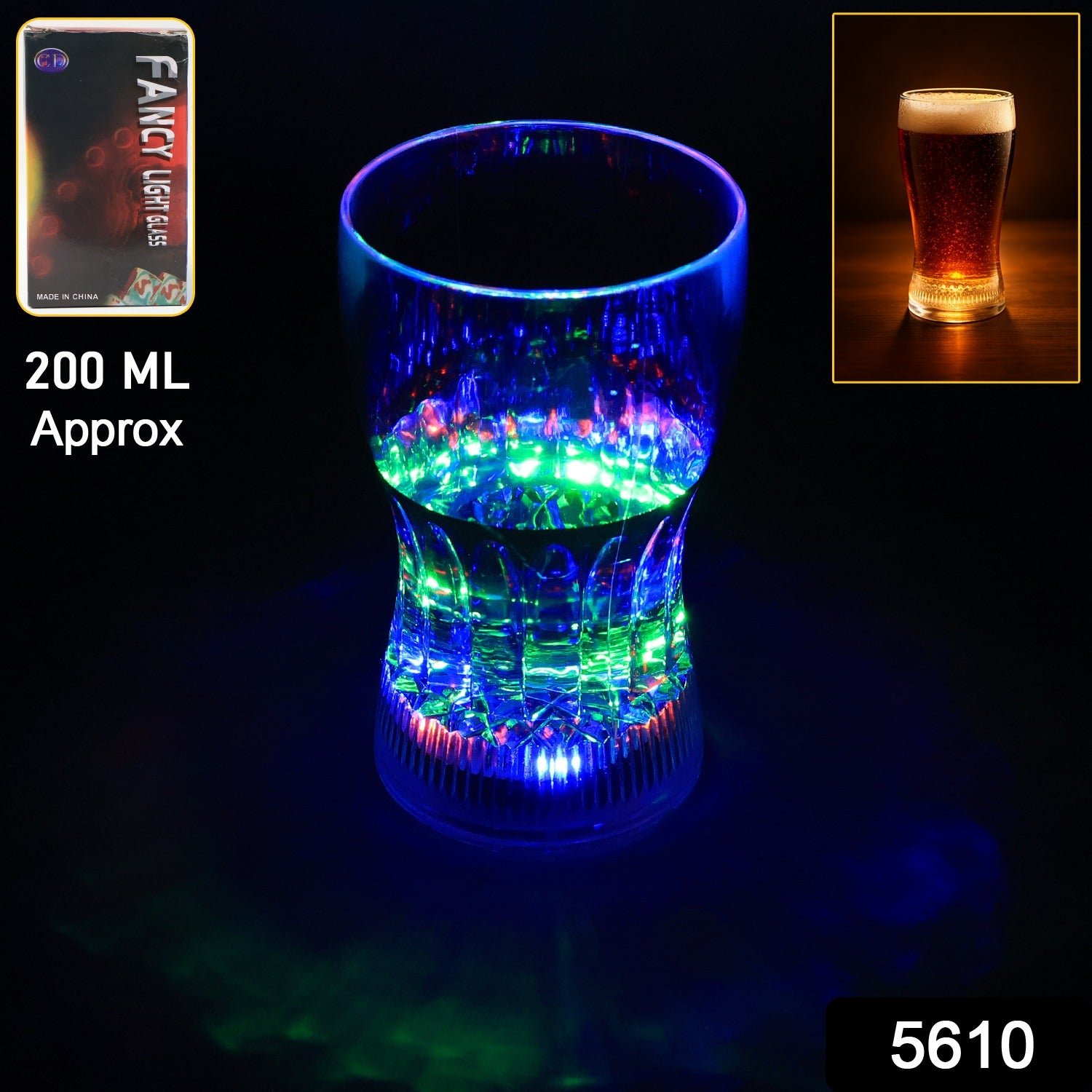 Plastic Fancy LED Light Glass 200 ML (1 Pc)