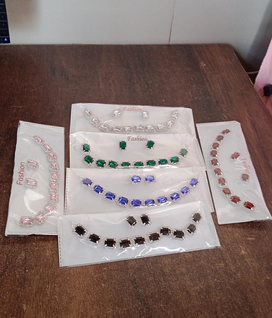 Diamond Necklace and Earrings Set (1 Set / Mix Color)