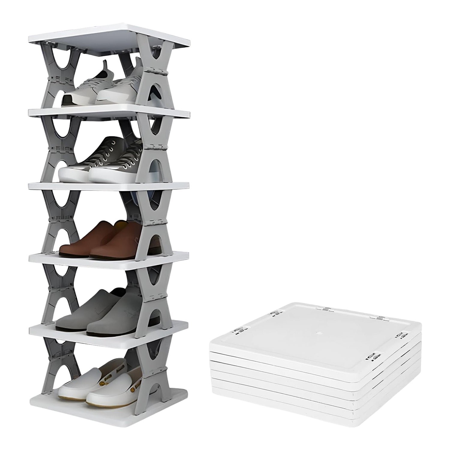 Foldable Shoe Rack (1 Pc, 6 Layers): Space-Saving, Entryway Storage